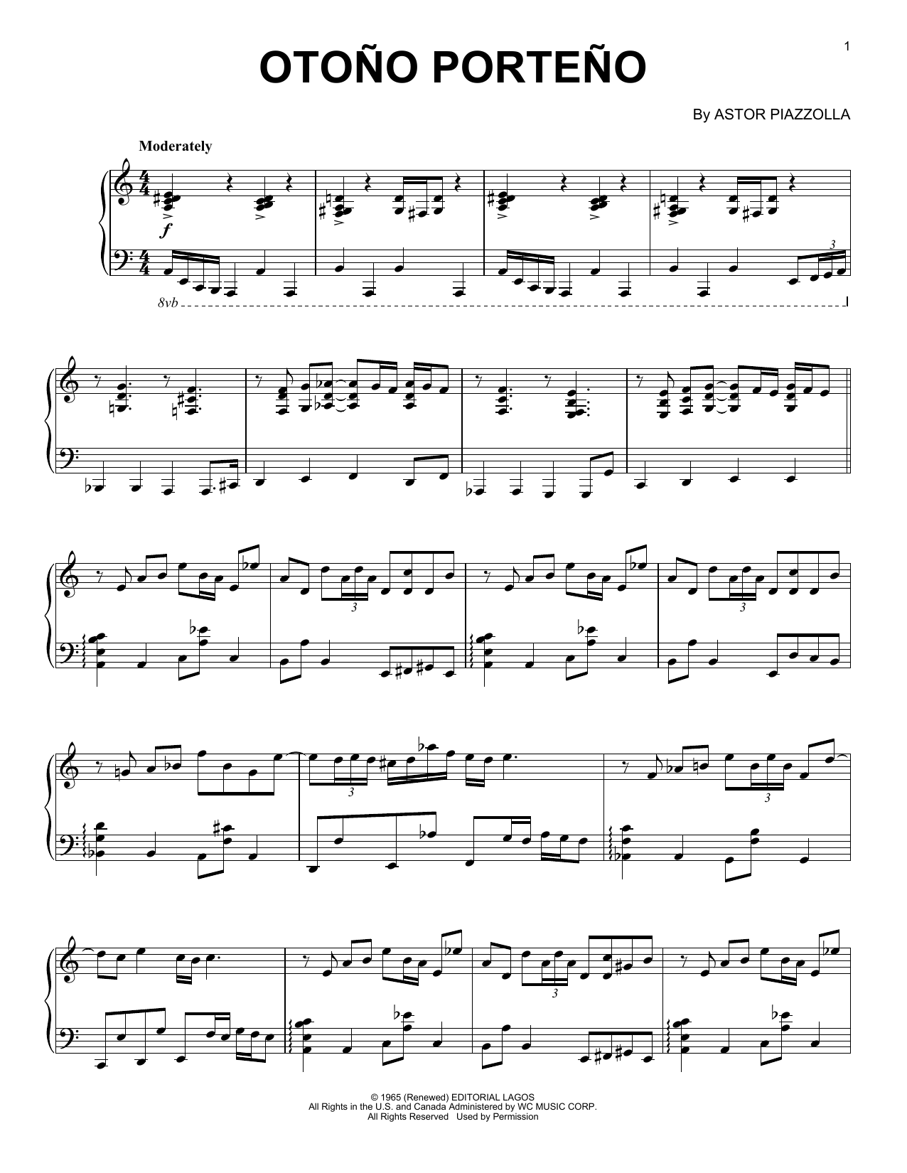 Otono Porteno (Piano Solo) von Astor Piazzolla