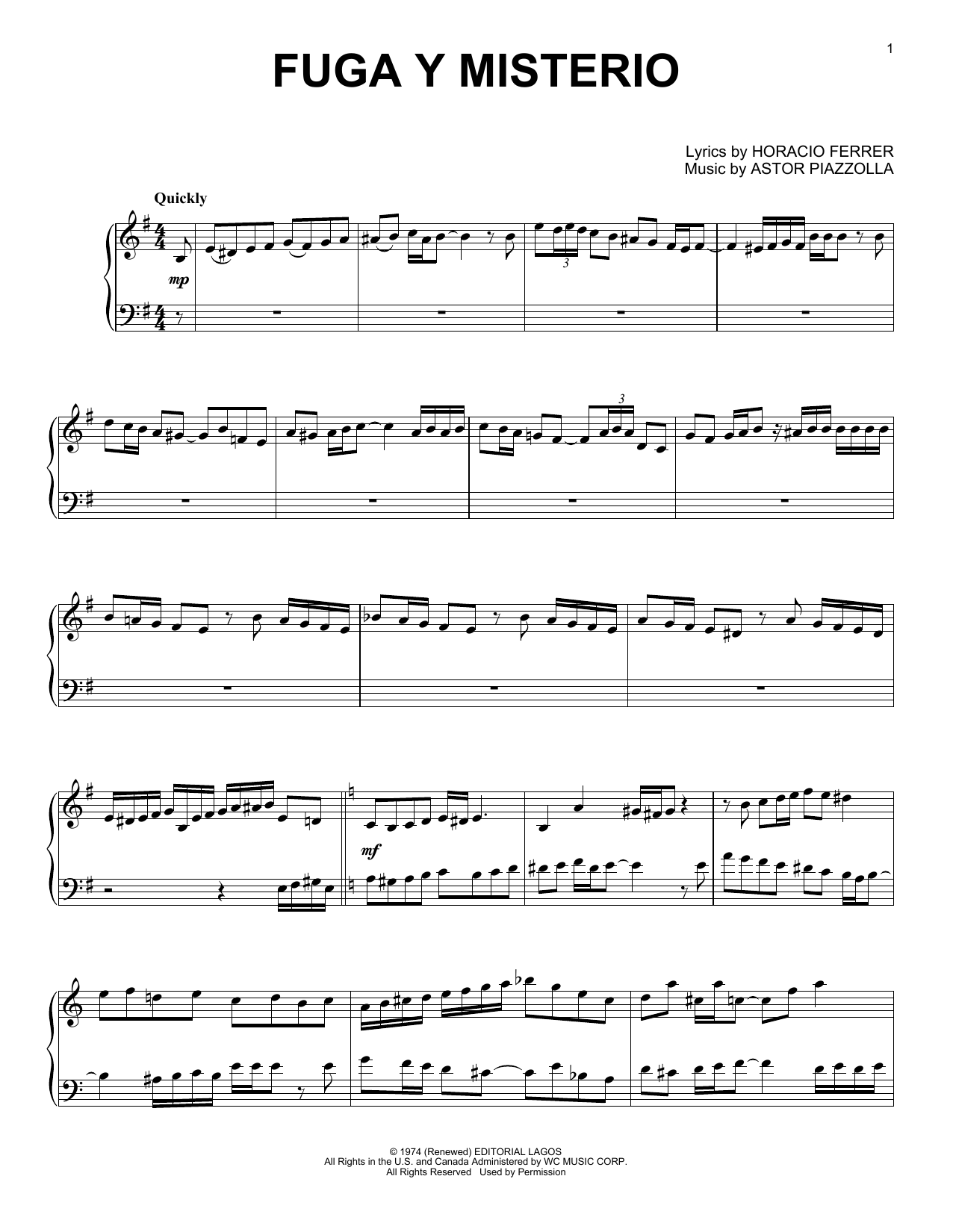 Fuga Y Misterio (Piano Solo) von Astor Piazzolla