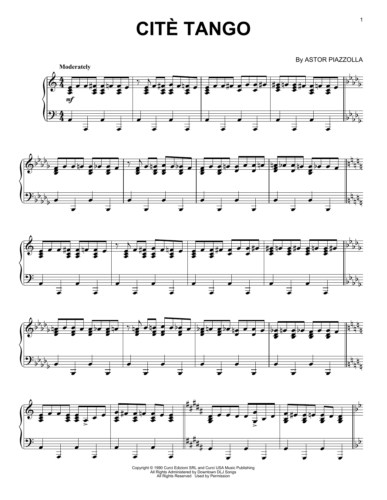 Cite Tango (Piano Solo) von Astor Piazzolla