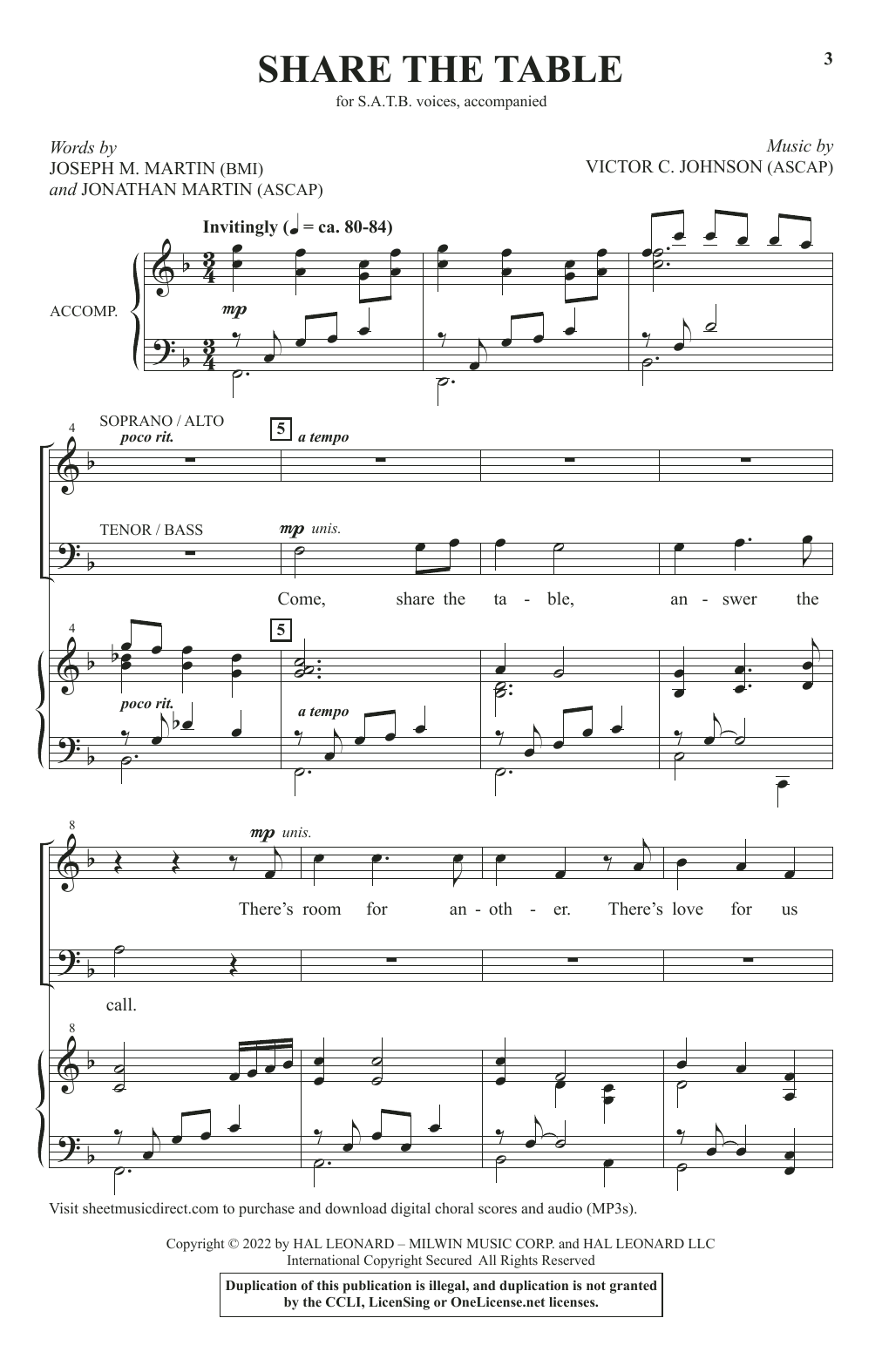 Share The Table (SATB Choir) von Joseph M. Martin, Jonathan Martin and Victor C. Johnson