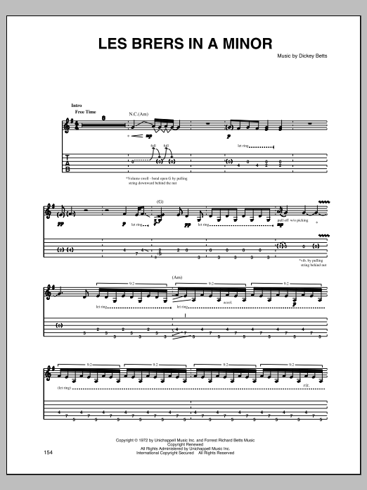 Les Brers In A Minor (Guitar Tab) von Allman Brothers Band