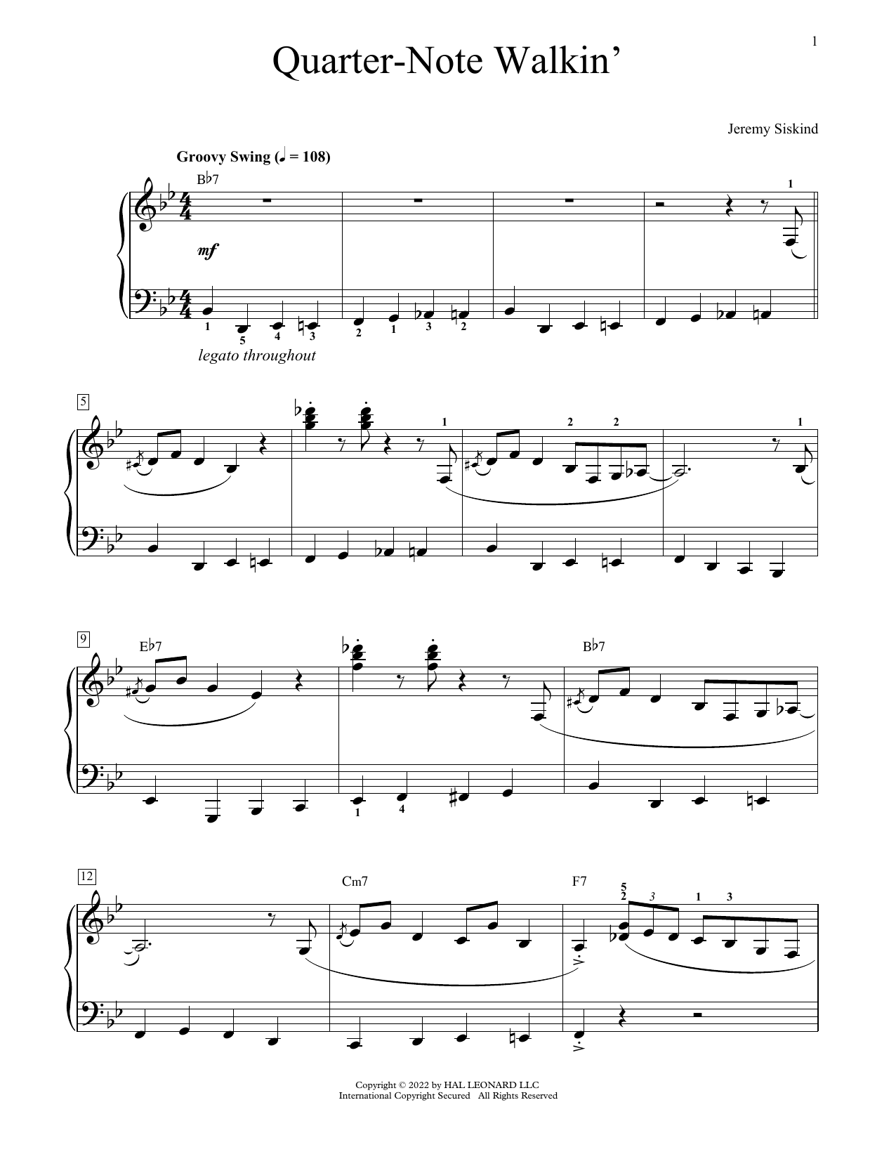 Quarter-Note Walkin' (Educational Piano) von Jeremy Siskind