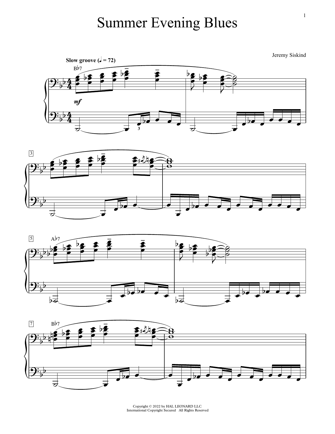Summer Evening Blues (Educational Piano) von Jeremy Siskind