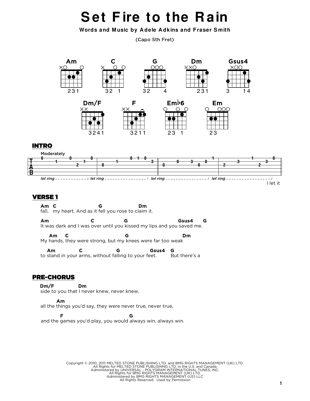 Set Fire To The Rain (Really Easy Guitar) von Adele