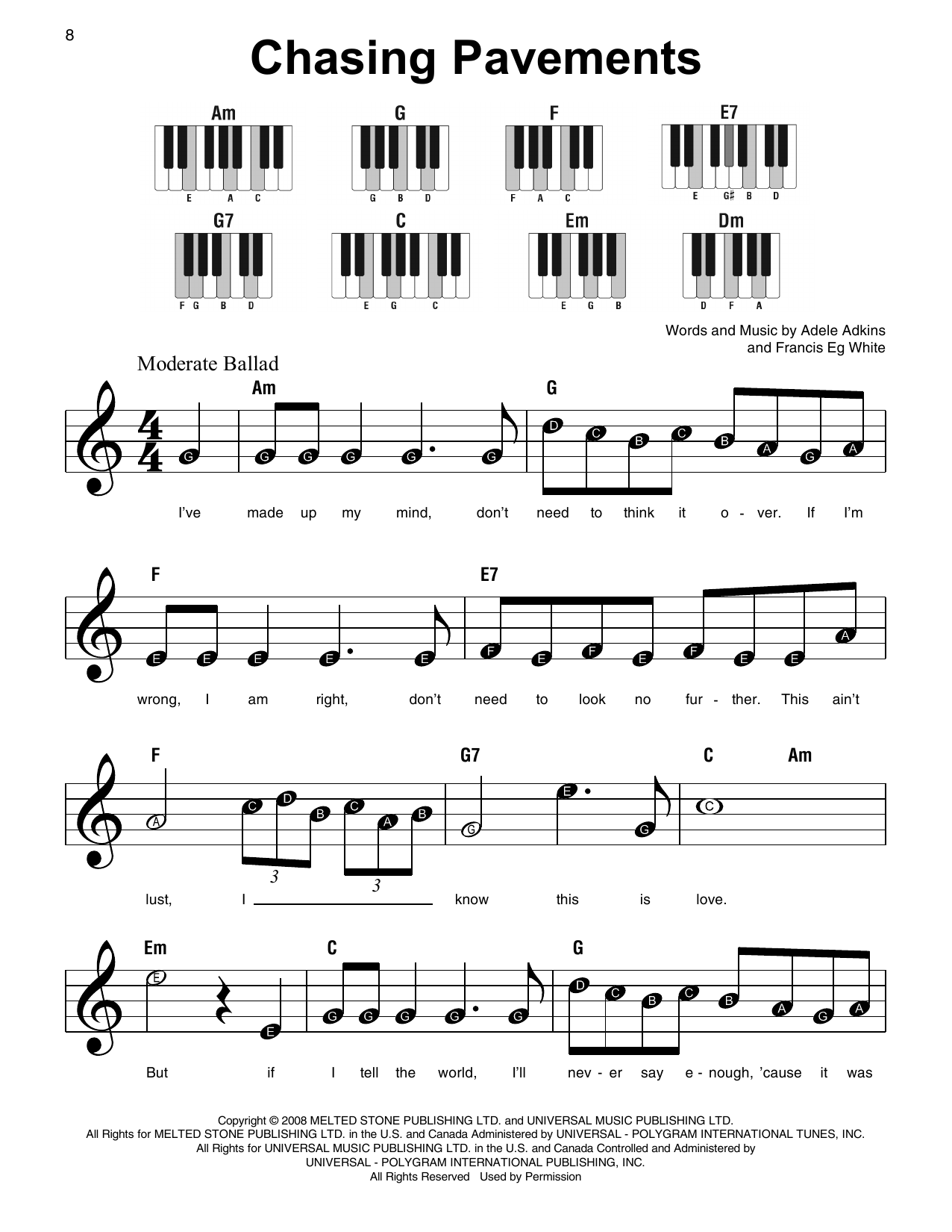 Chasing Pavements (Super Easy Piano) von Adele