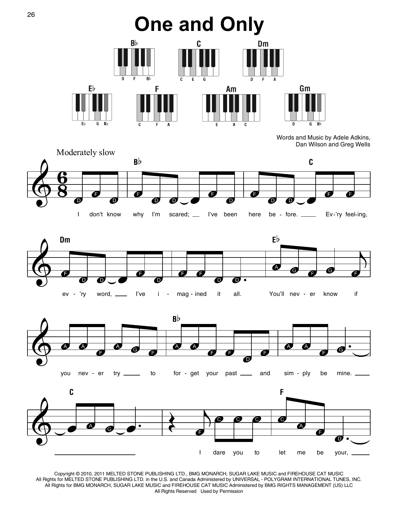 One And Only (Super Easy Piano) von Adele