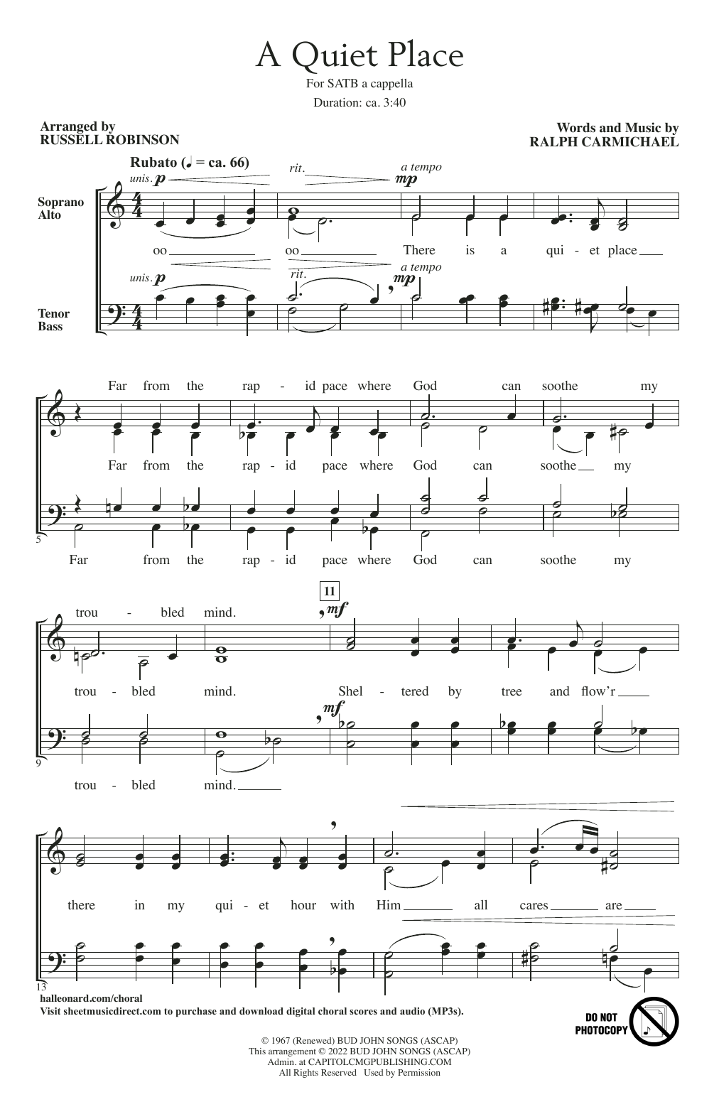 A Quiet Place (arr. Russell Robinson) (SATB Choir) von Take 6