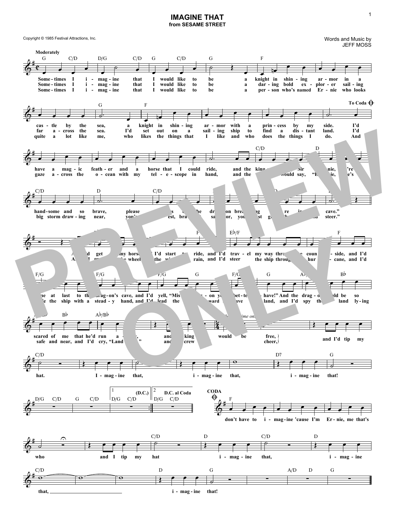 Imagine That (Lead Sheet / Fake Book) von Jeff Moss