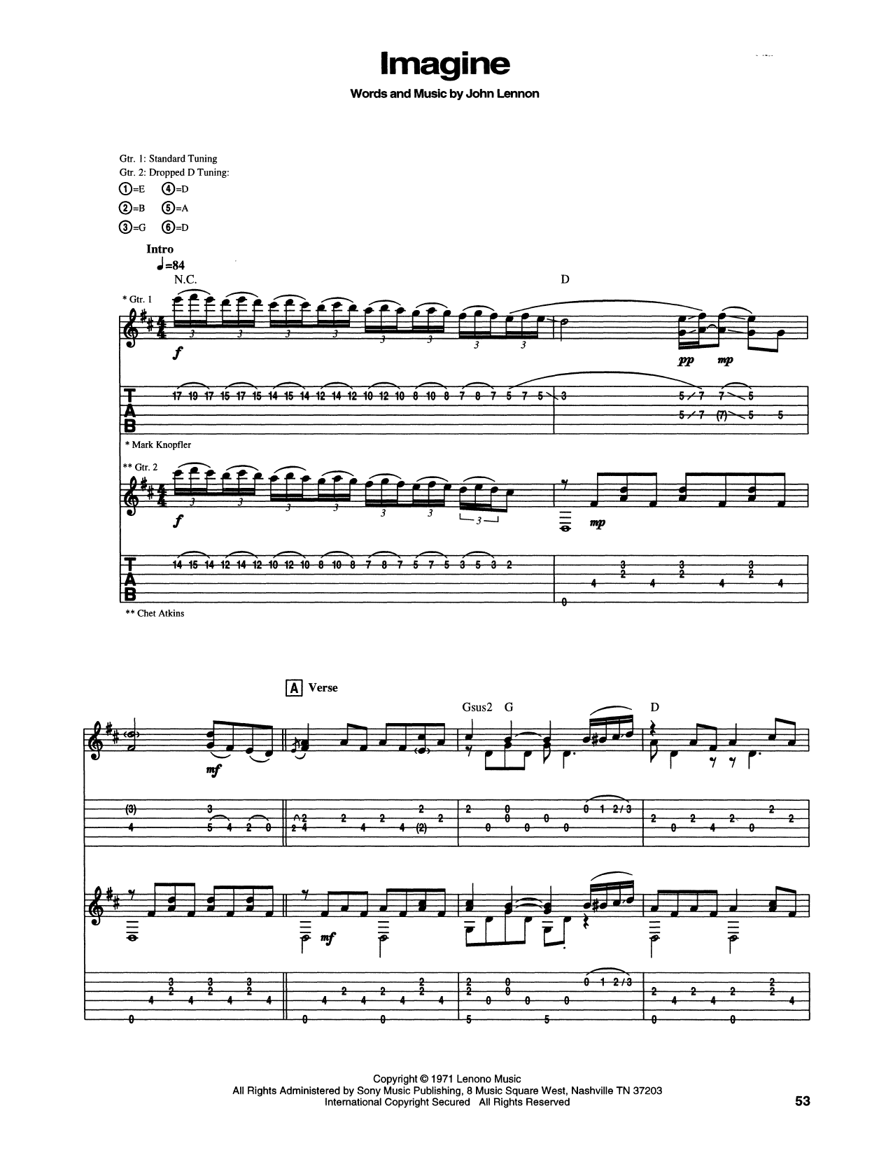 Imagine (Guitar Tab) von Chet Atkins