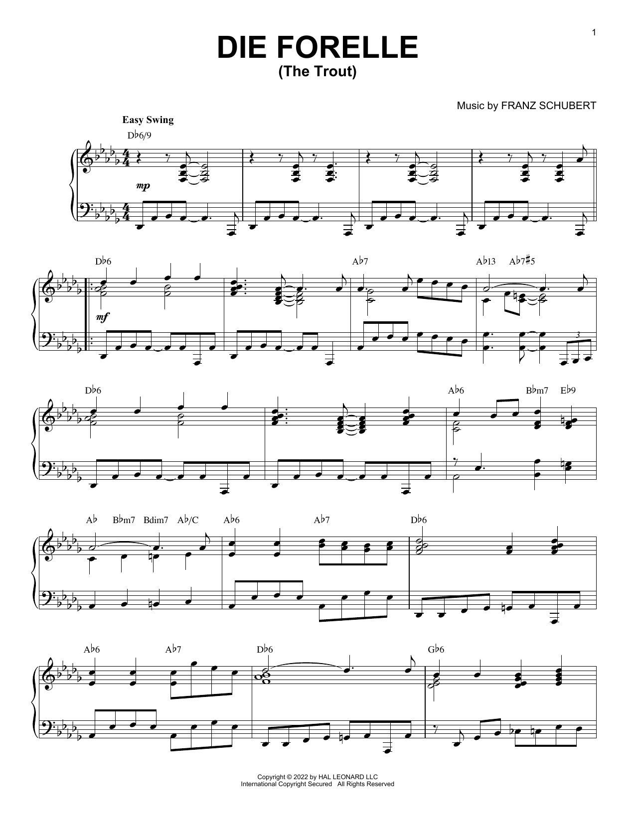 Die Forelle [Jazz version] (arr. Brent Edstrom) (Piano Solo) von Franz Schubert