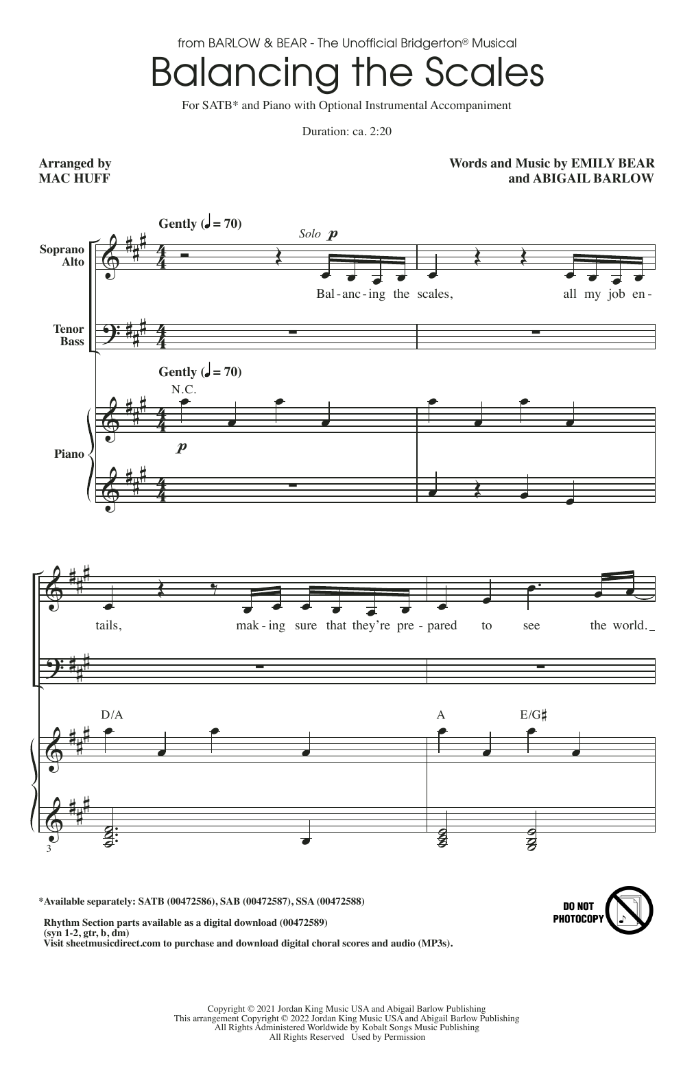 Balancing The Scales (from The Unofficial Bridgerton Musical) (arr. Mac Huff) (SATB Choir) von Barlow & Bear