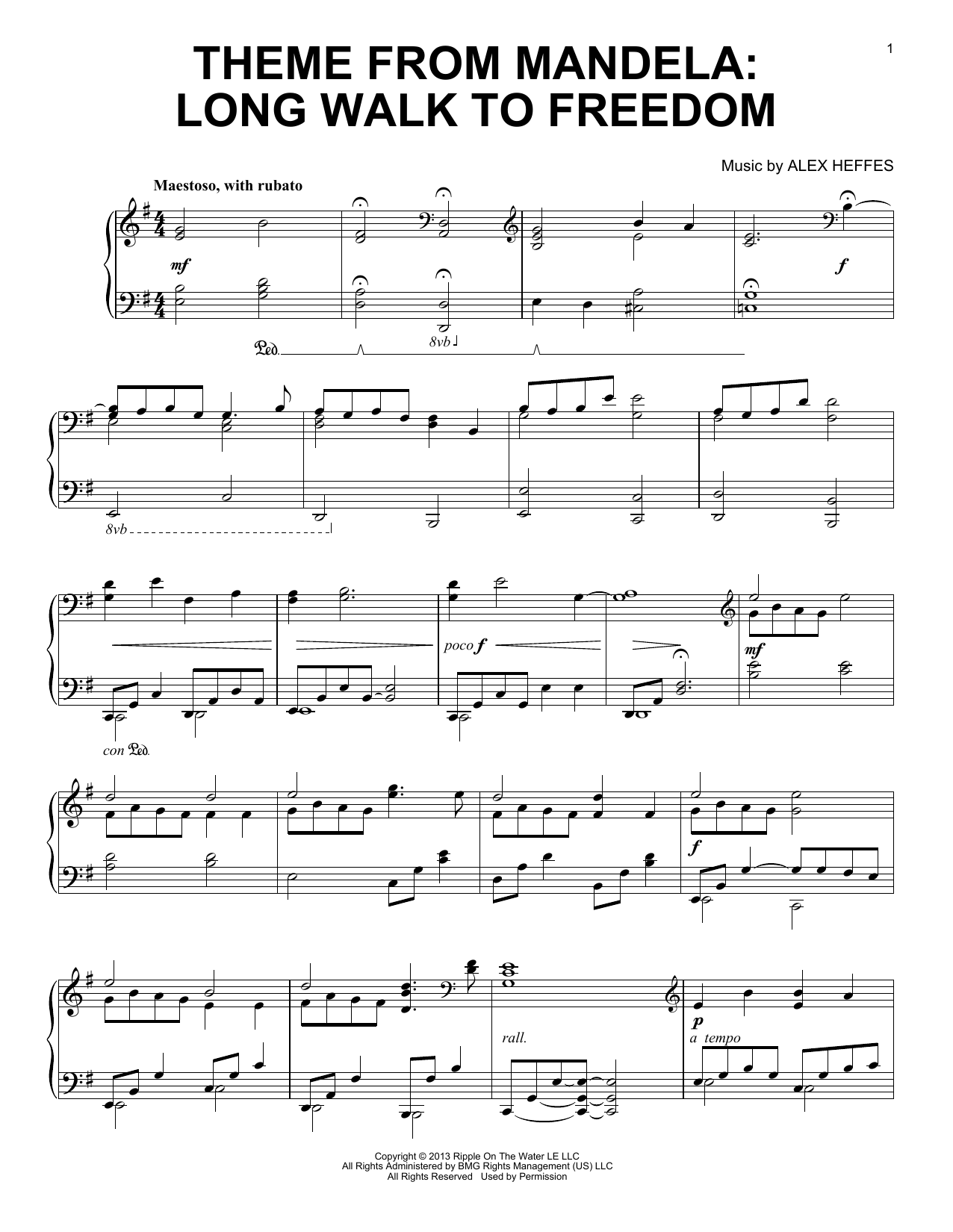 Theme from Mandela: Long Walk To Freedom (Piano Solo) von Alex Heffes
