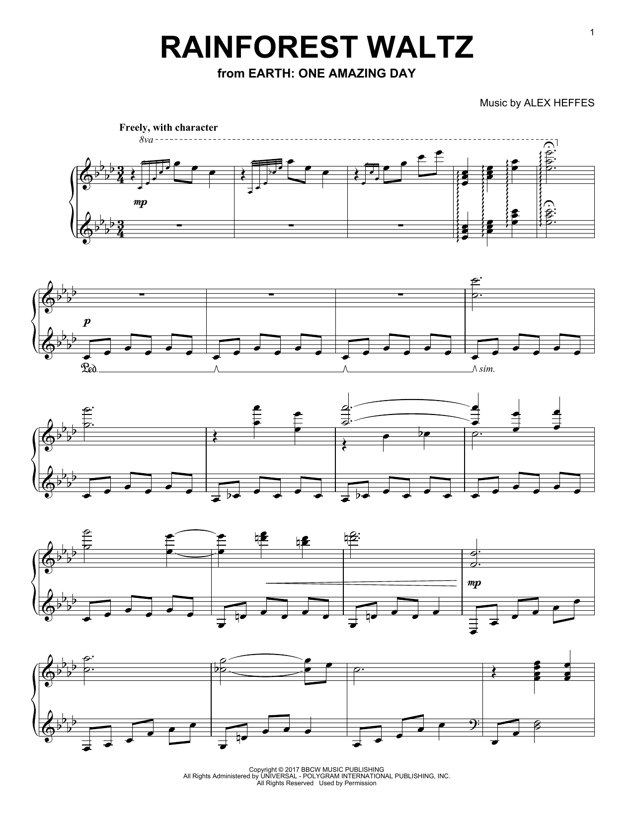 Rainforest Waltz (from Earth: One Amazing Day) (Piano Solo) von Alex Heffes
