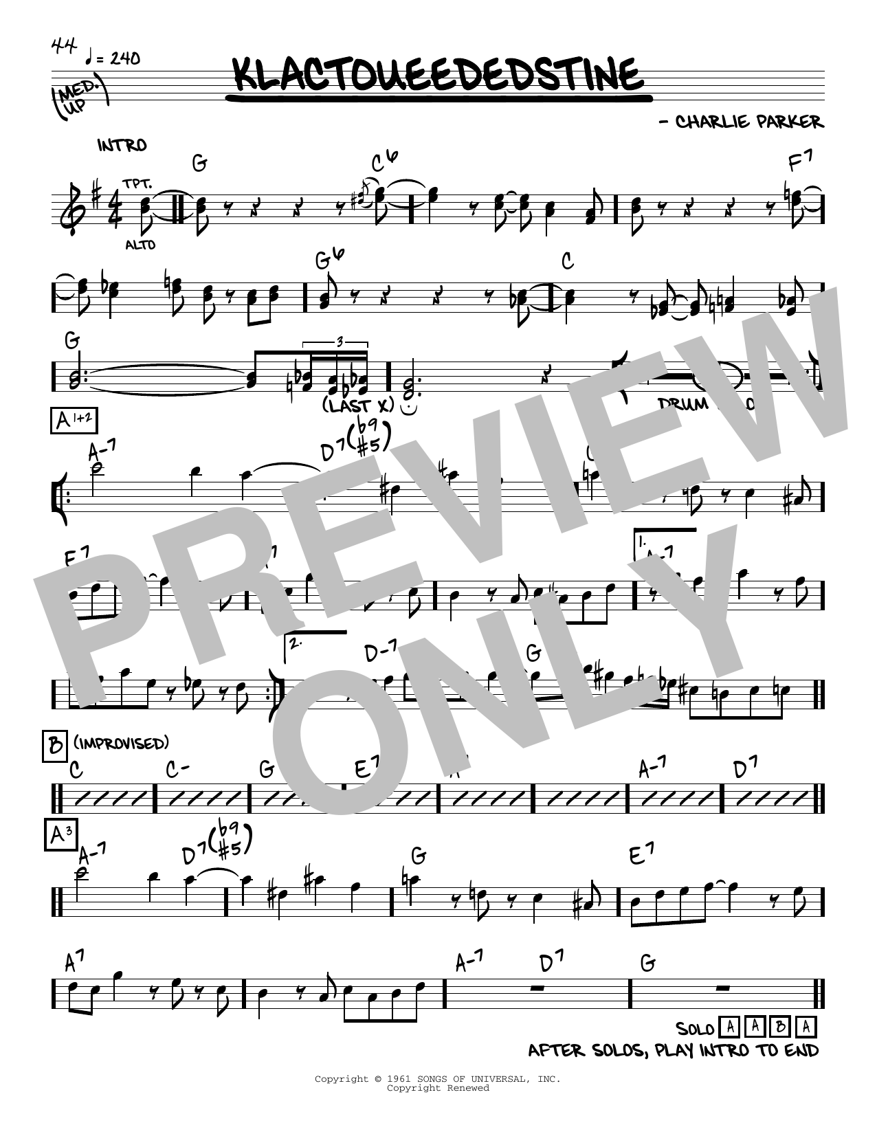 Klactoveededstene (Real Book  Melody & Chords) von Charlie Parker