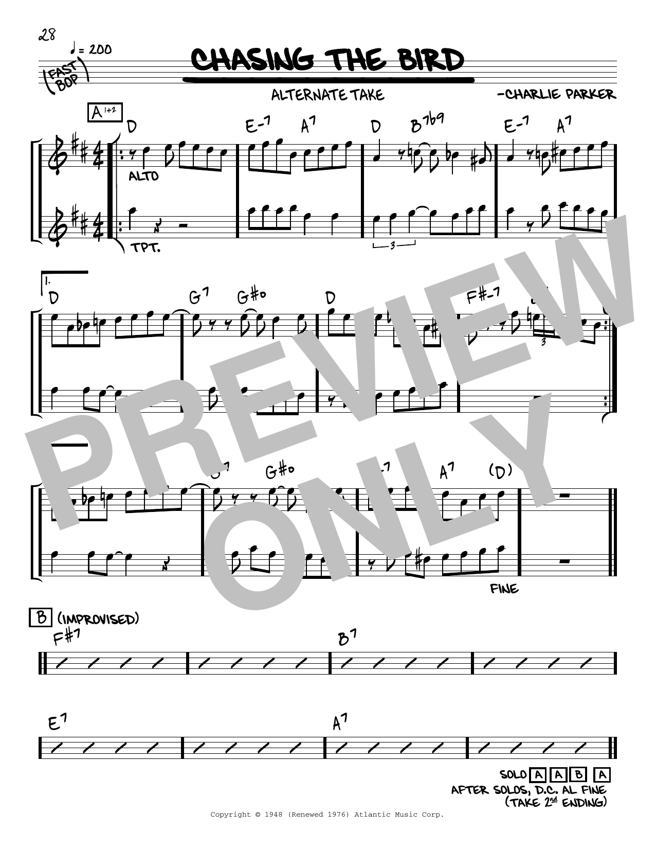Chasing The Bird (Real Book  Melody & Chords) von Charlie Parker
