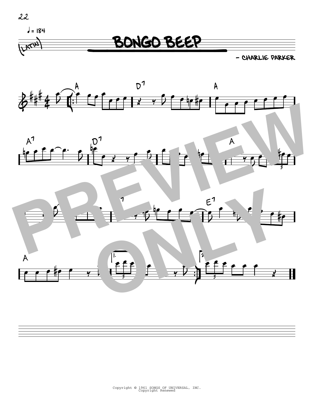 Bongo Beep (Real Book  Melody & Chords) von Charlie Parker