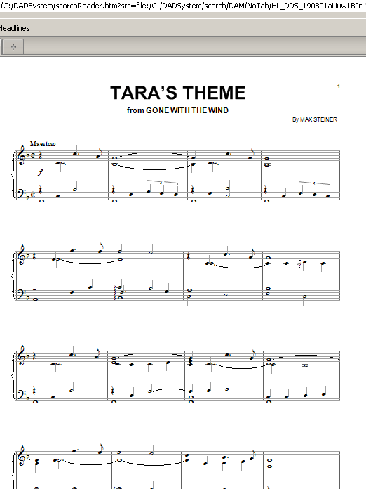 Tara's Theme (Piano, Vocal & Guitar Chords (Right-Hand Melody)) von Max Steiner