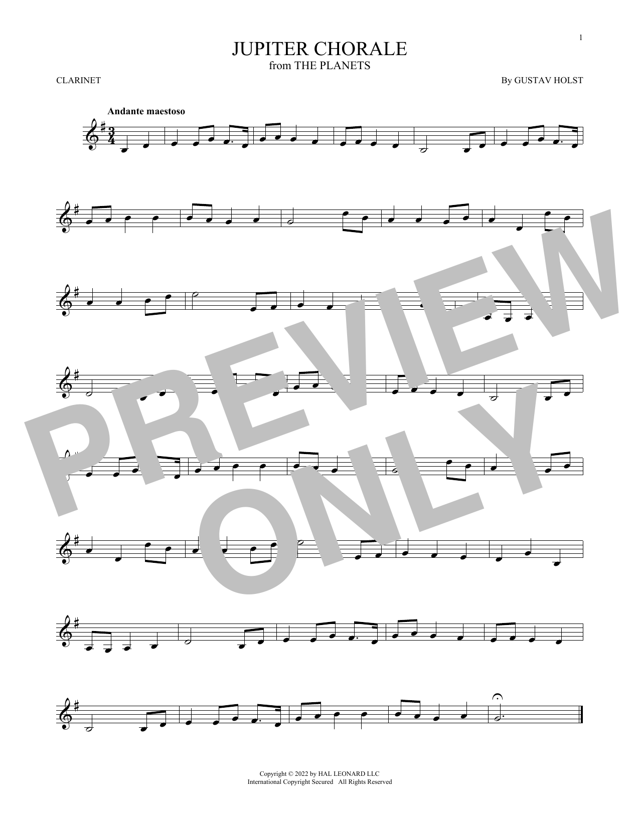 Jupiter (from The Planets, Op. 32) (Clarinet Solo) von Gustav Holst