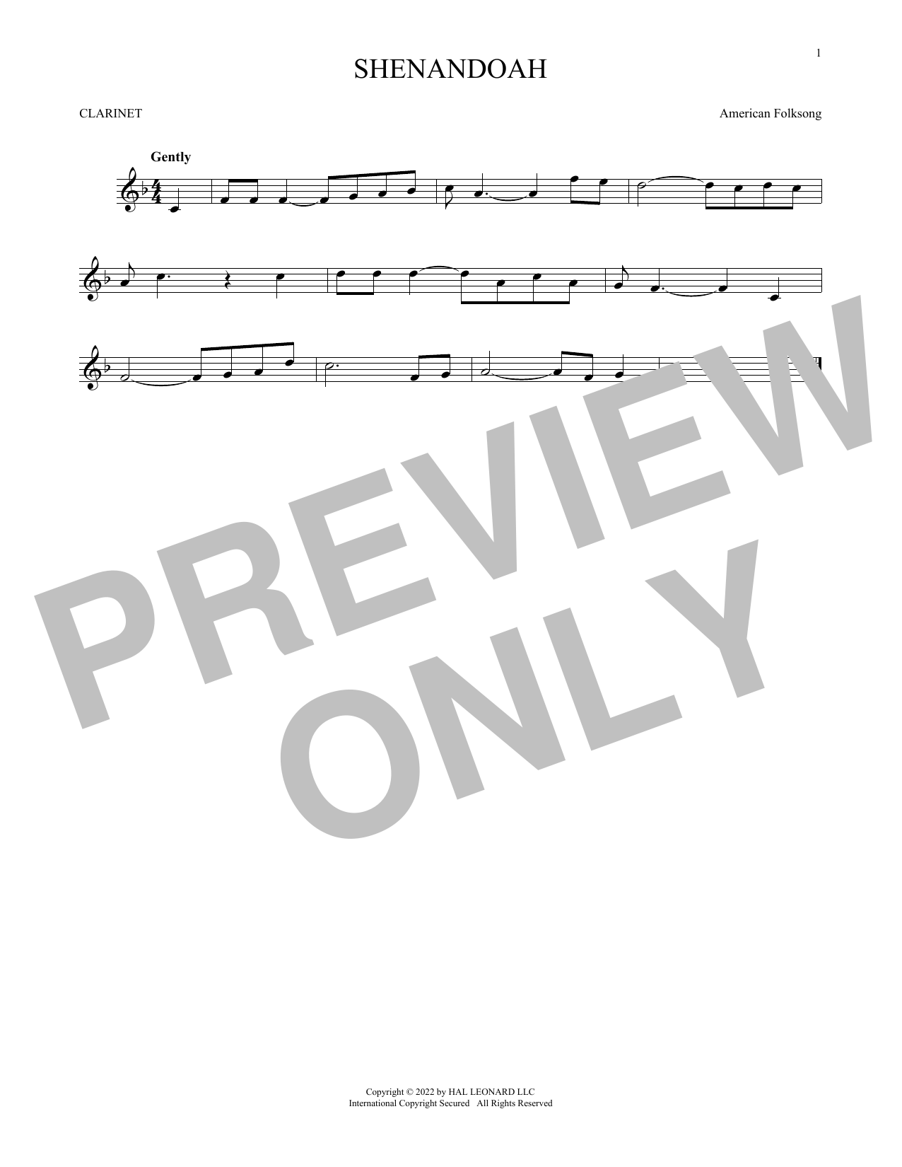 Shenandoah (Clarinet Solo) von American Folksong
