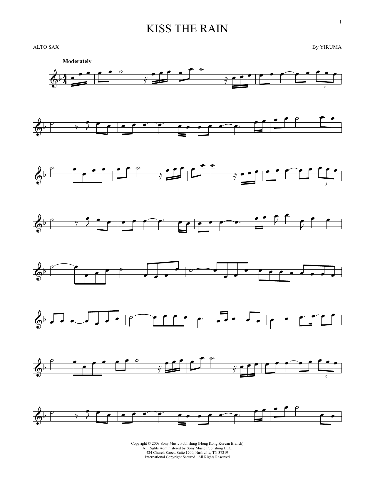 Kiss The Rain (Alto Sax Solo) von Yiruma