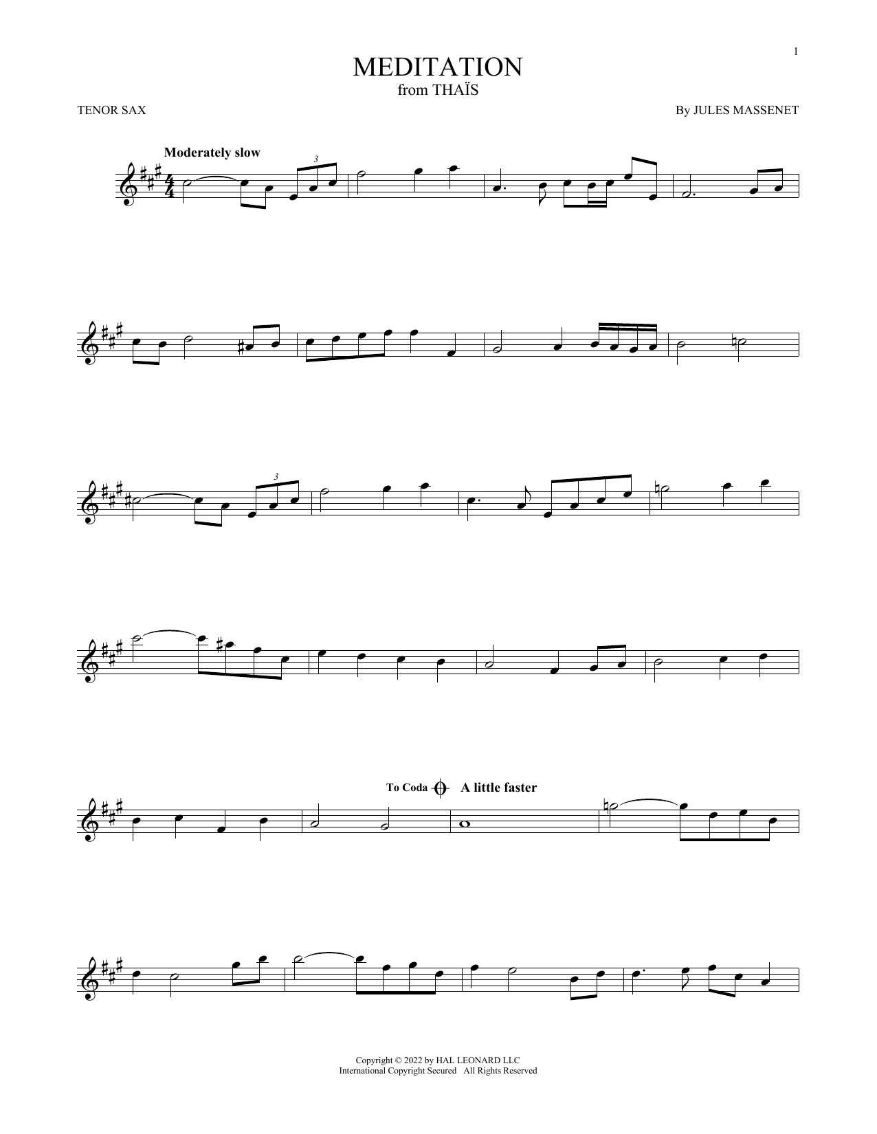 Meditation (Tenor Sax Solo) von Jules Massenet