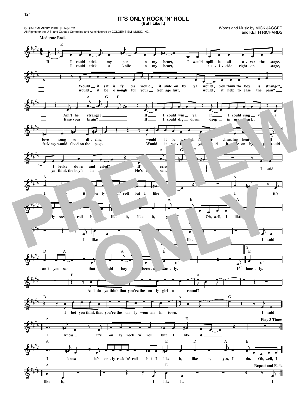 It's Only Rock 'N' Roll (But I Like It) (Lead Sheet / Fake Book) von The Rolling Stones