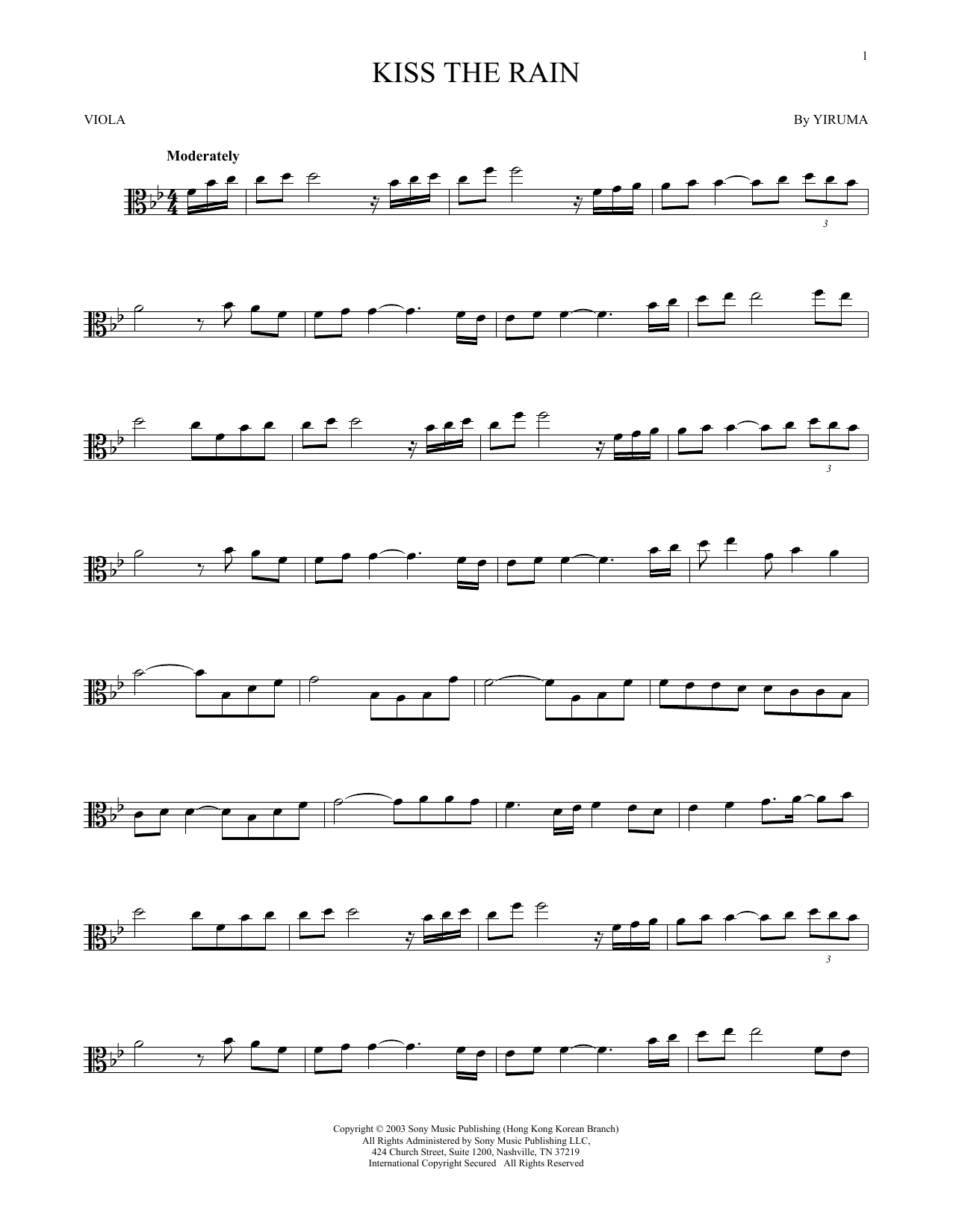 Kiss The Rain (Viola Solo) von Yiruma