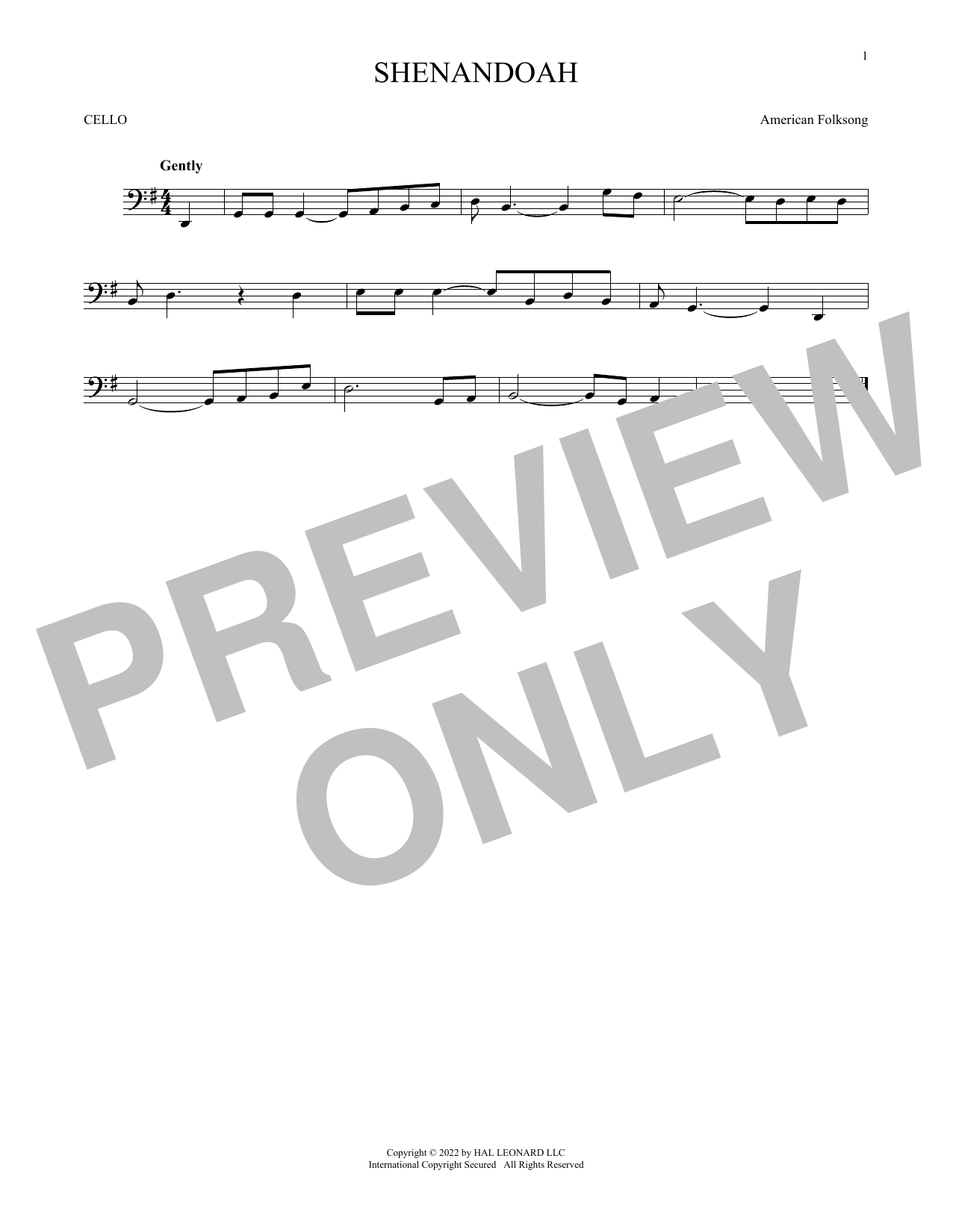 Shenandoah (Cello Solo) von American Folksong