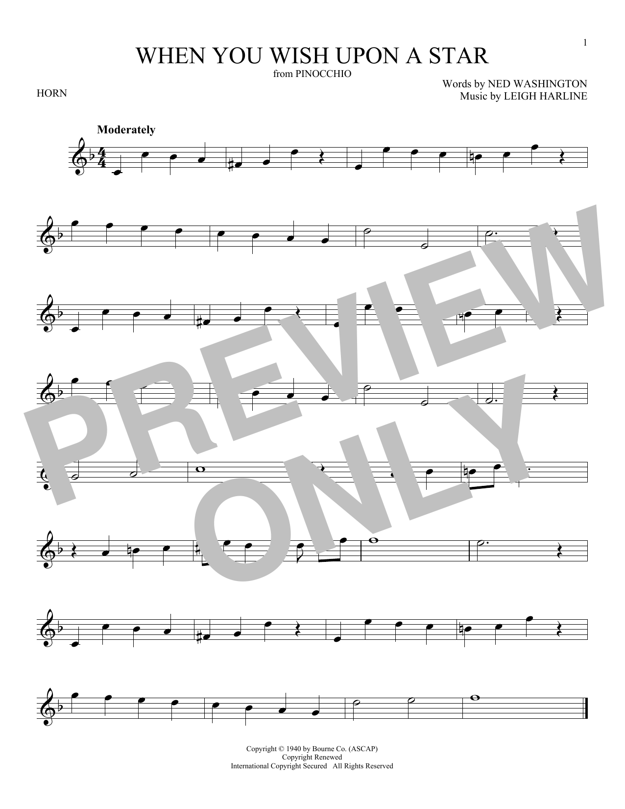 When You Wish Upon A Star (from Pinocchio) (French Horn Solo) von Cliff Edwards