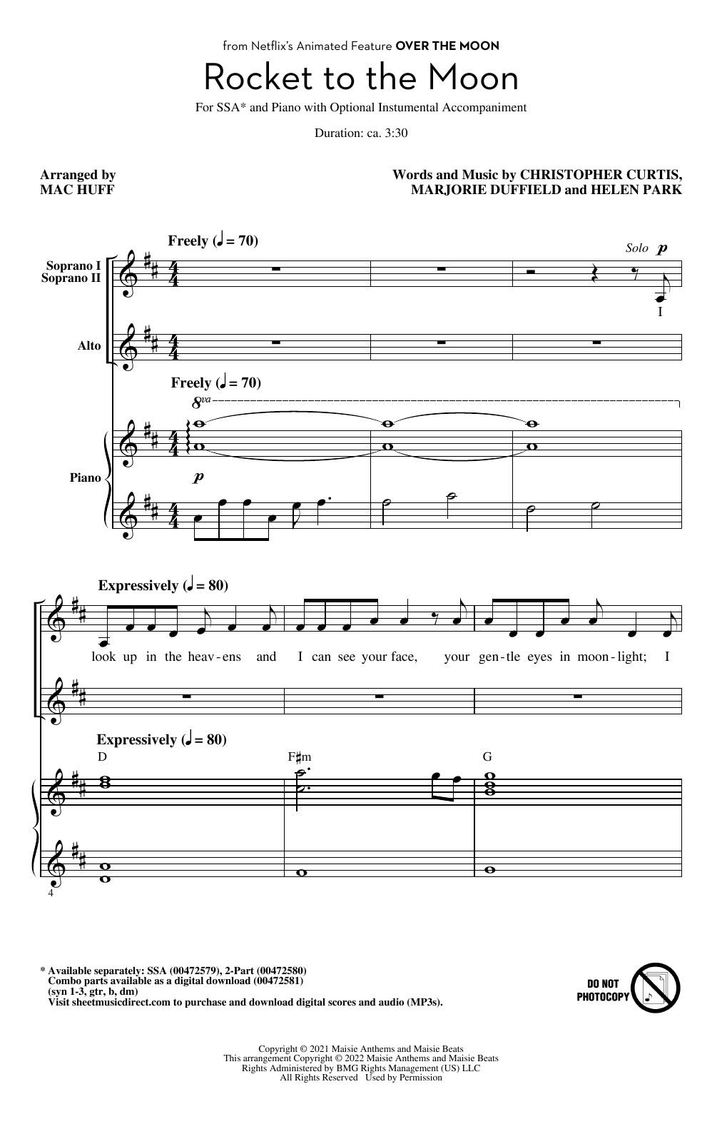 Rocket To The Moon (from Over The Moon) (arr. Mac Huff) (SSA Choir) von Cathy Ang