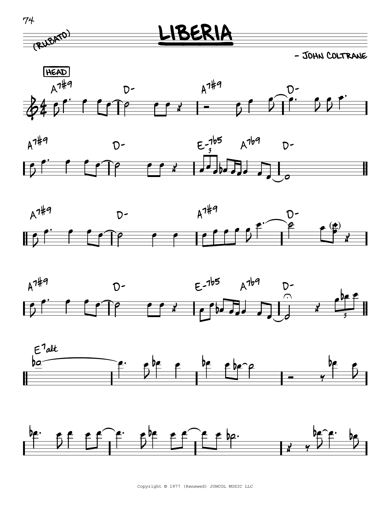 Liberia (Real Book  Melody & Chords) von John Coltrane