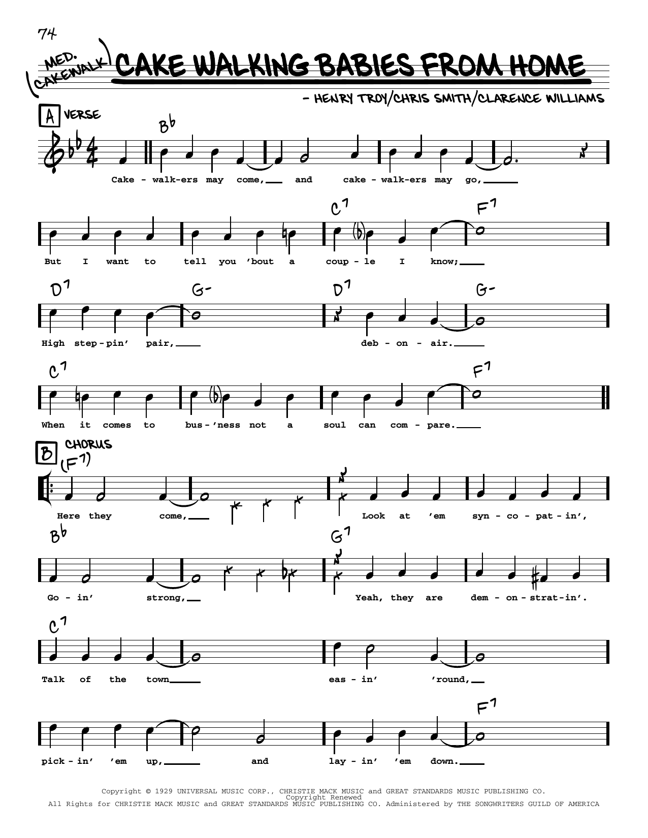 Cake Walking Babies From Home (arr. Robert Rawlins) (Real Book  Melody, Lyrics & Chords) von Clarence Williams' Blue Five