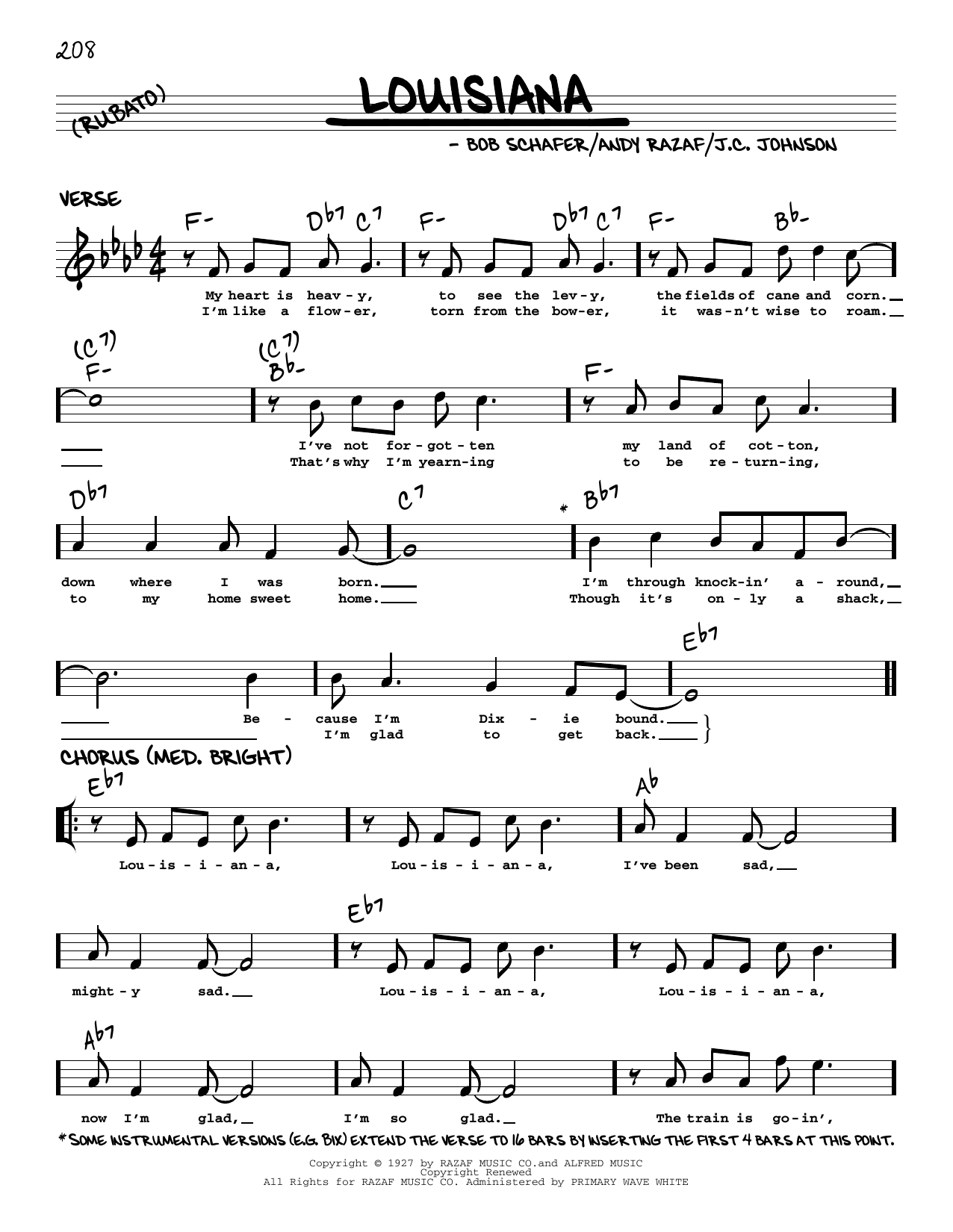 Louisiana (arr. Robert Rawlins) (Real Book  Melody, Lyrics & Chords) von Paul Whiteman & His Orchestra