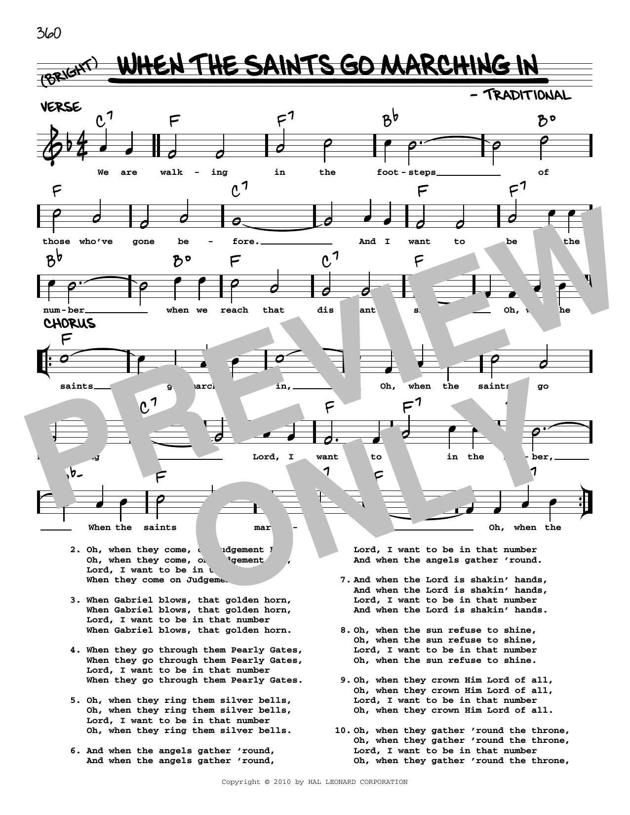When The Saints Go Marching In (arr. Robert Rawlins) (Real Book  Melody, Lyrics & Chords) von Traditional