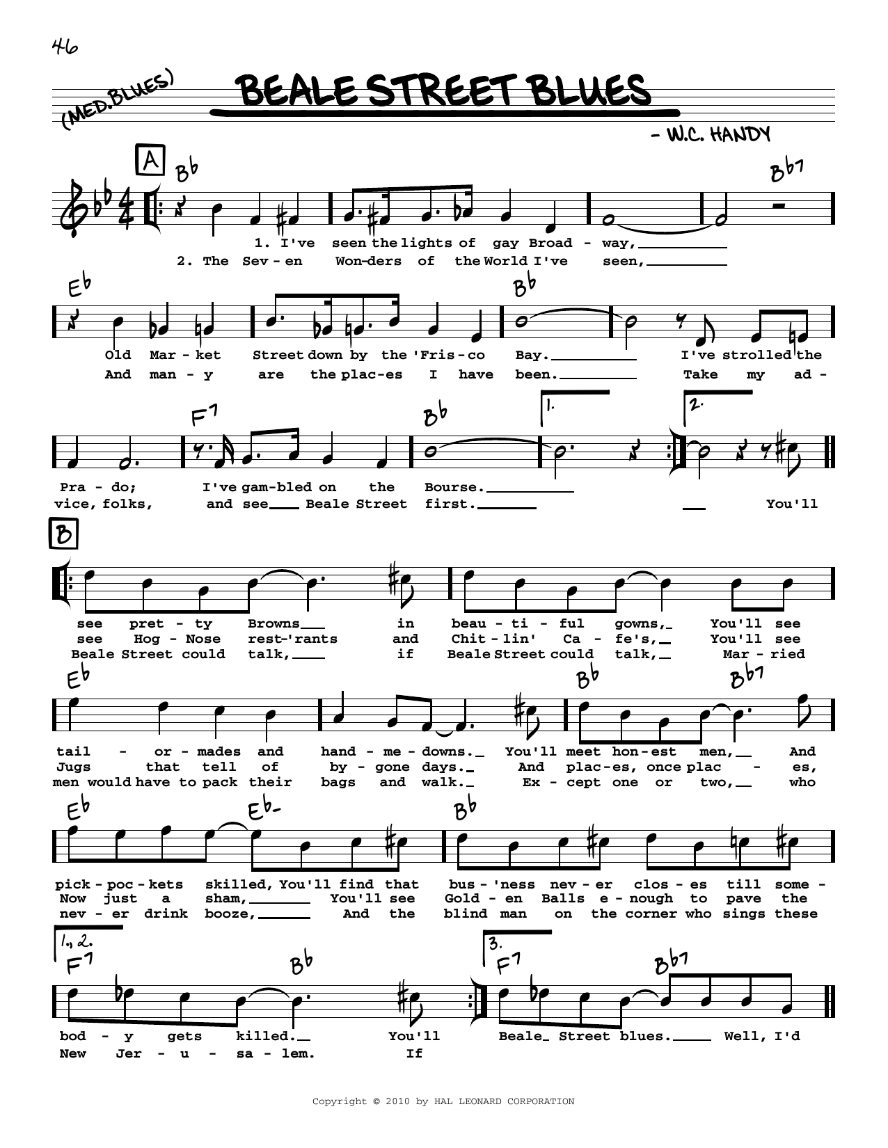Beale Street Blues (arr. Robert Rawlins) (Real Book  Melody, Lyrics & Chords) von W.C. Handy