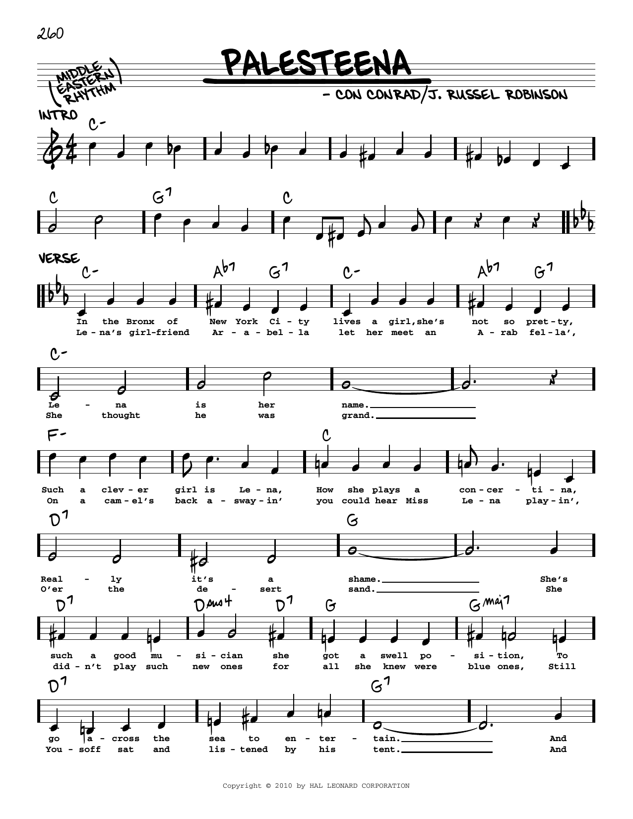 Palesteena (arr. Robert Rawlins) (Real Book  Melody, Lyrics & Chords) von Con Conrad