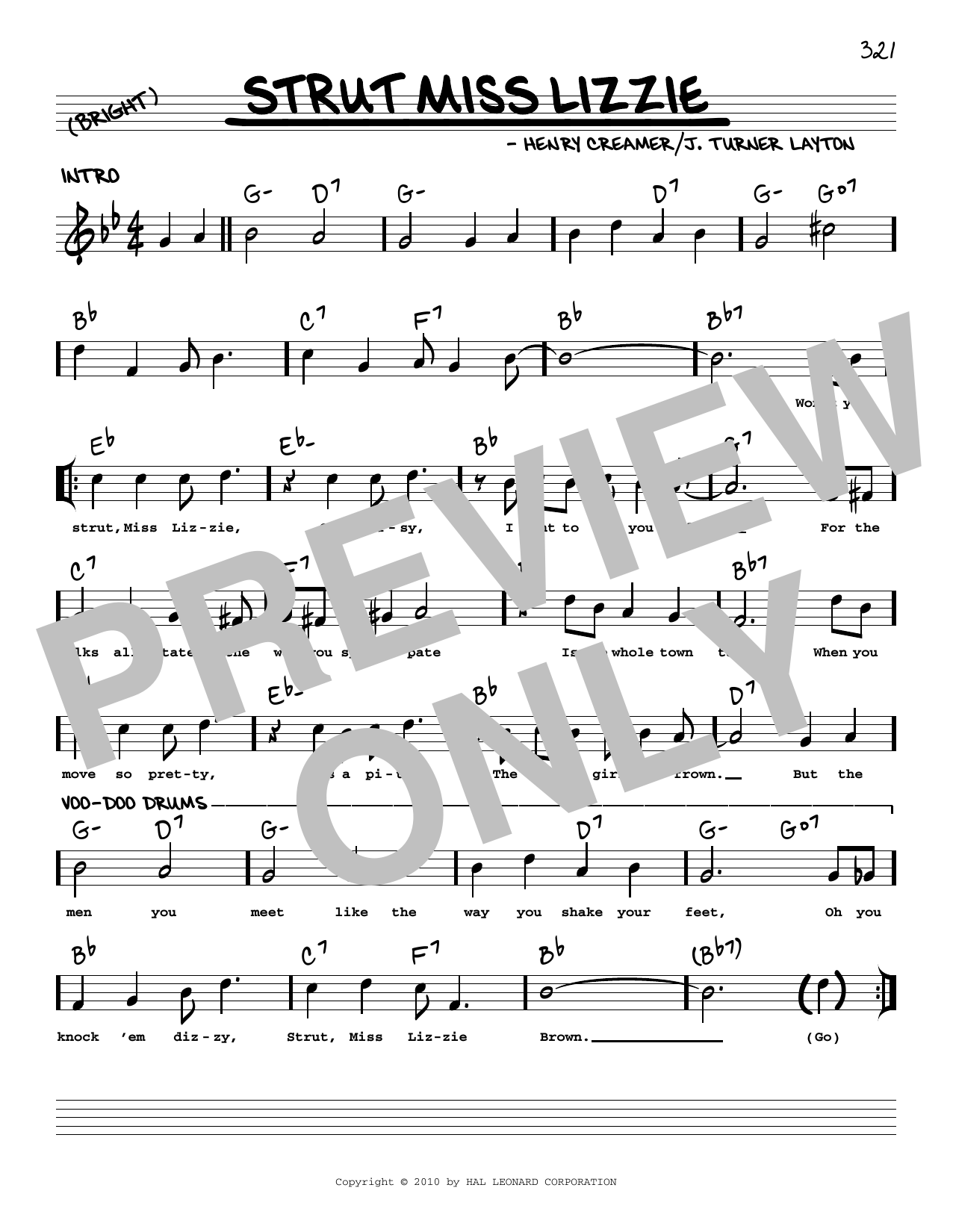 Strut Miss Lizzie (arr. Robert Rawlins) (Real Book  Melody, Lyrics & Chords) von Henry Creamer