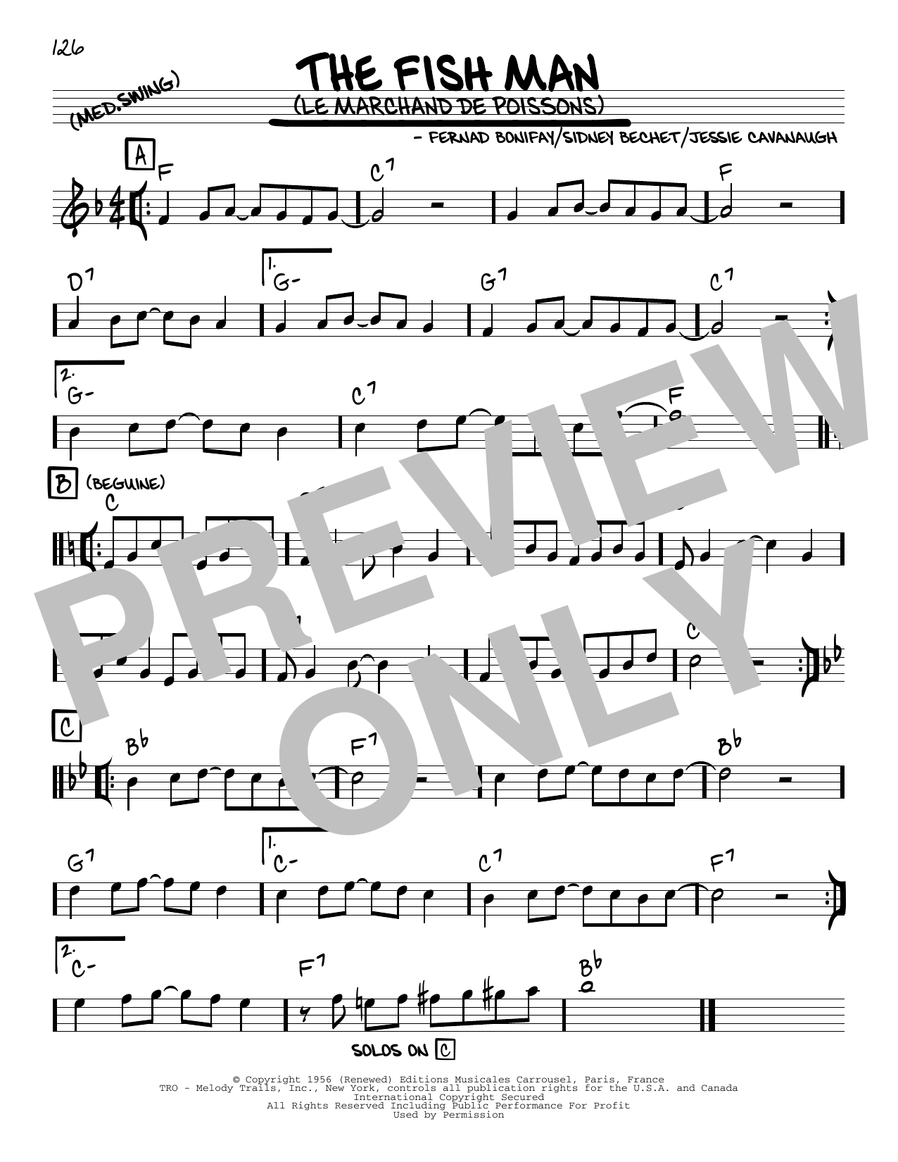 The Fish Man (Le Marchand De Poissons) (arr. Robert Rawlins) (Real Book  Melody, Lyrics & Chords) von Fernad Bonifay