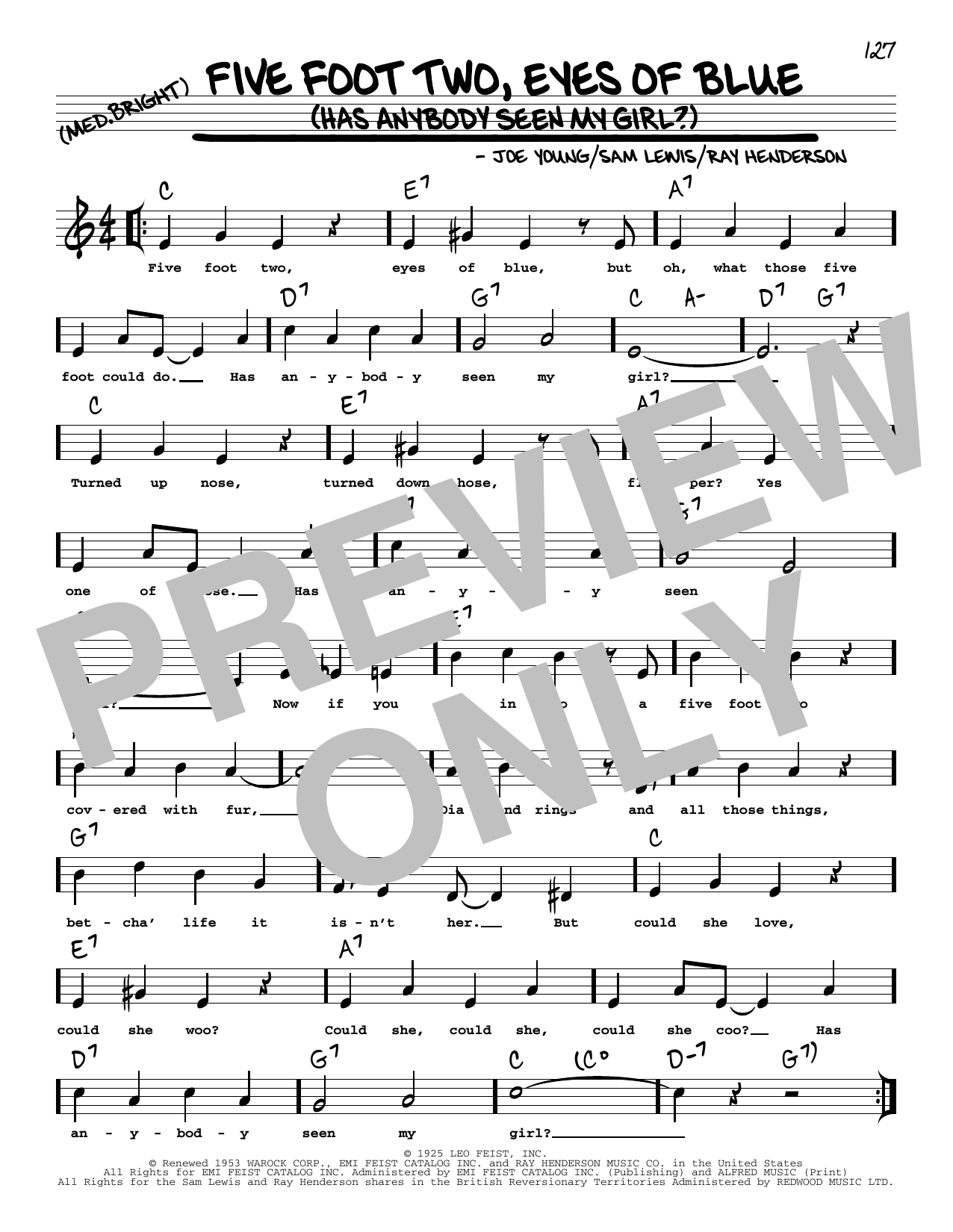 Five Foot Two, Eyes Of Blue (Has Anybody Seen My Girl?) (arr. Robert Rawlins) (Real Book  Melody, Lyrics & Chords) von Joe Young