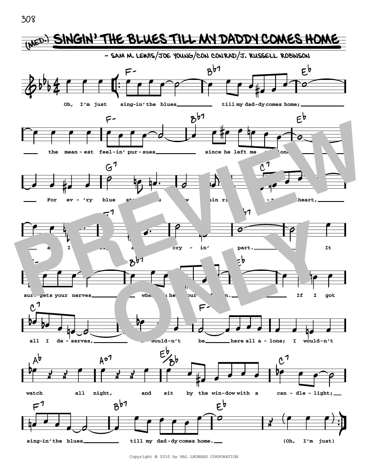 Singin' The Blues Till My Daddy Comes Home (arr. Robert Rawlins) (Real Book  Melody, Lyrics & Chords) von Joe Young