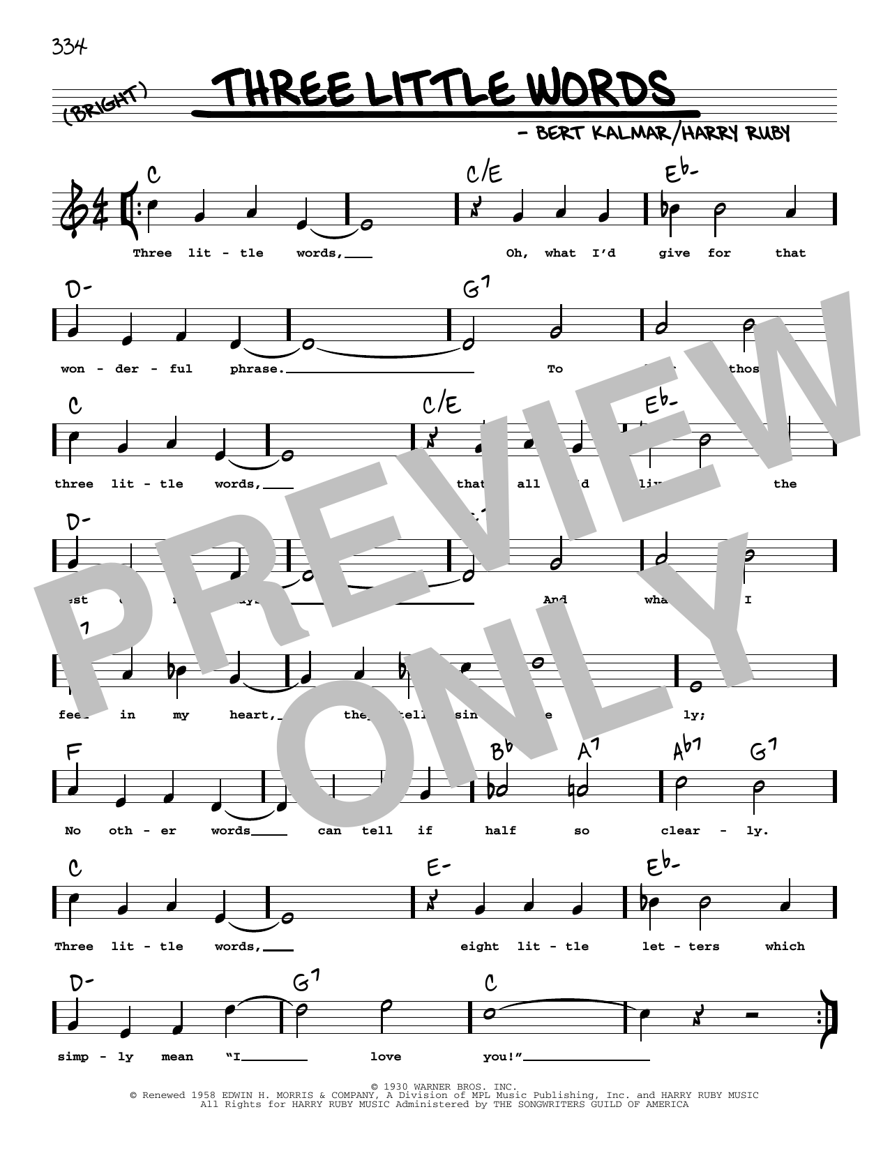 Three Little Words (arr. Robert Rawlins) (Real Book  Melody, Lyrics & Chords) von Bert Kalmar