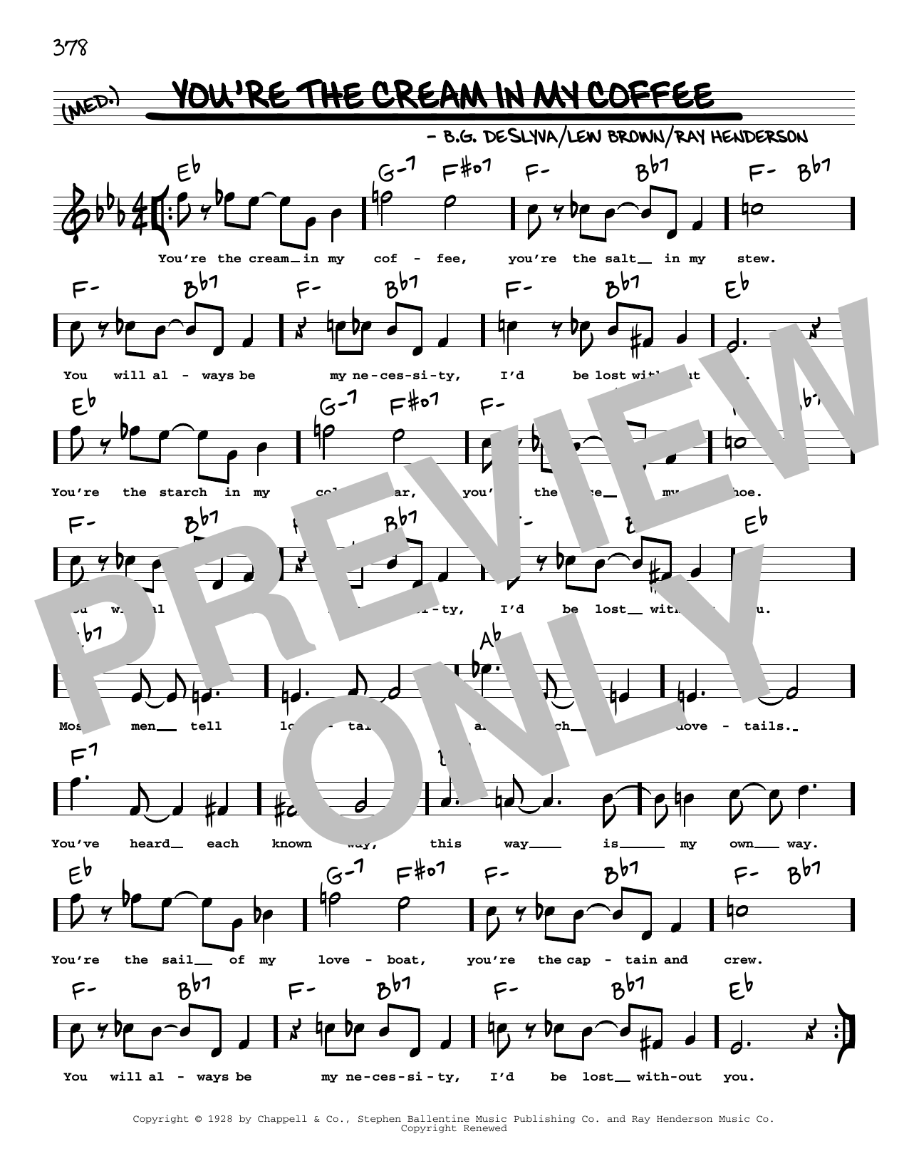 You're The Cream In My Coffee (arr. Robert Rawlins) (Real Book  Melody, Lyrics & Chords) von B.G. DeSylva