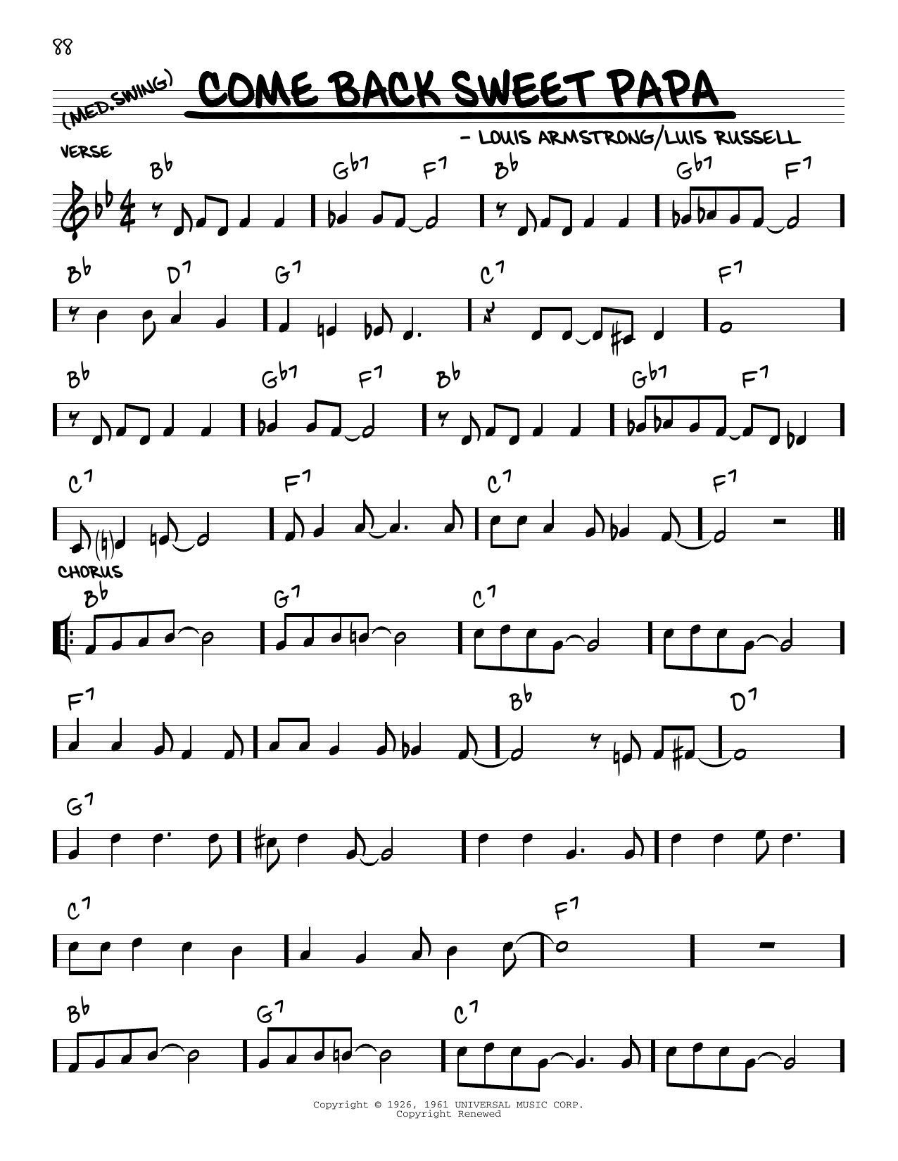 Come Back Sweet Papa (arr. Robert Rawlins) (Real Book  Melody, Lyrics & Chords) von Louis Armstrong