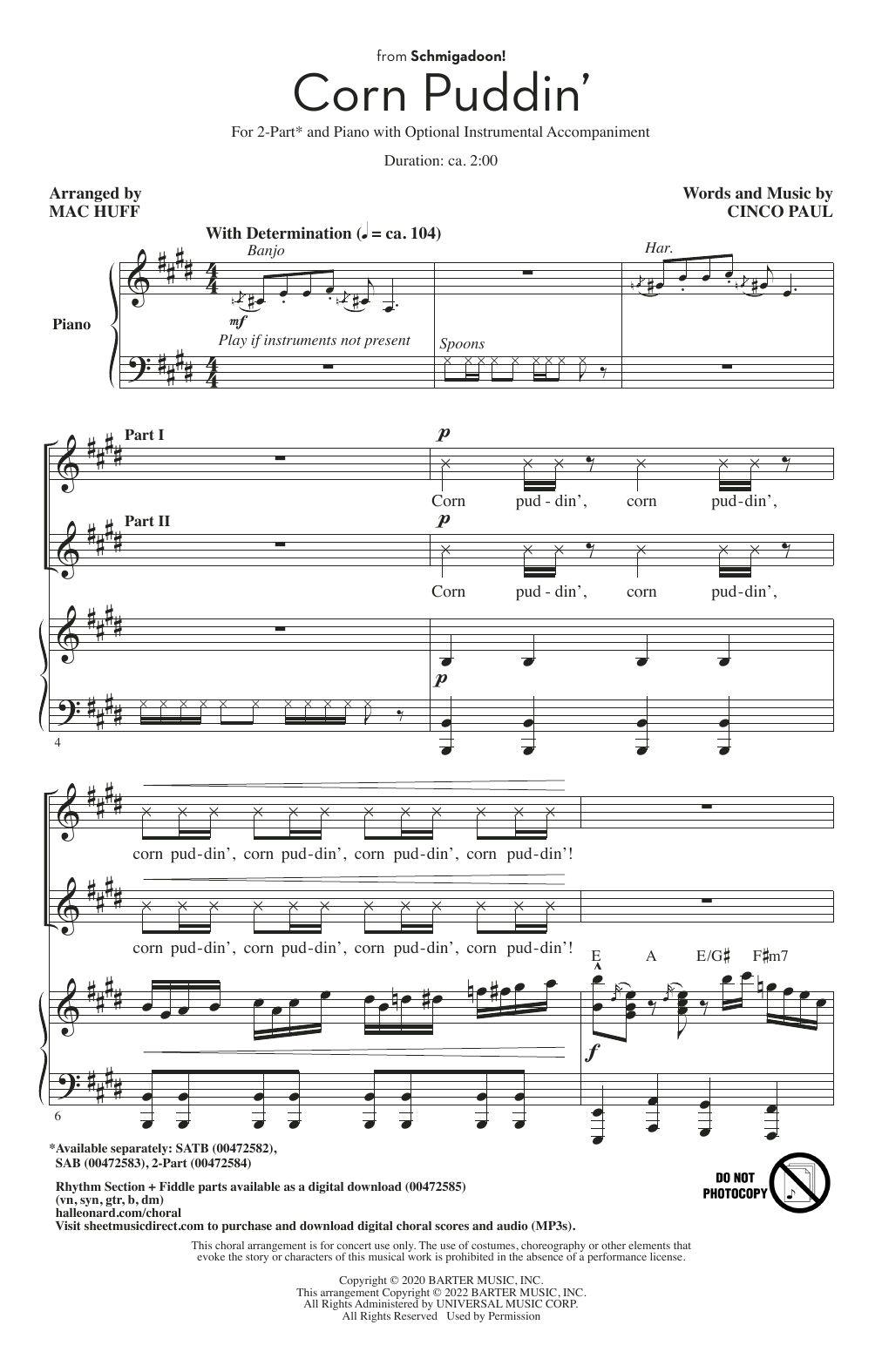 Corn Puddin' (from Schmigadoon!) (arr. Mac Huff) (2-Part Choir) von Cinco Paul
