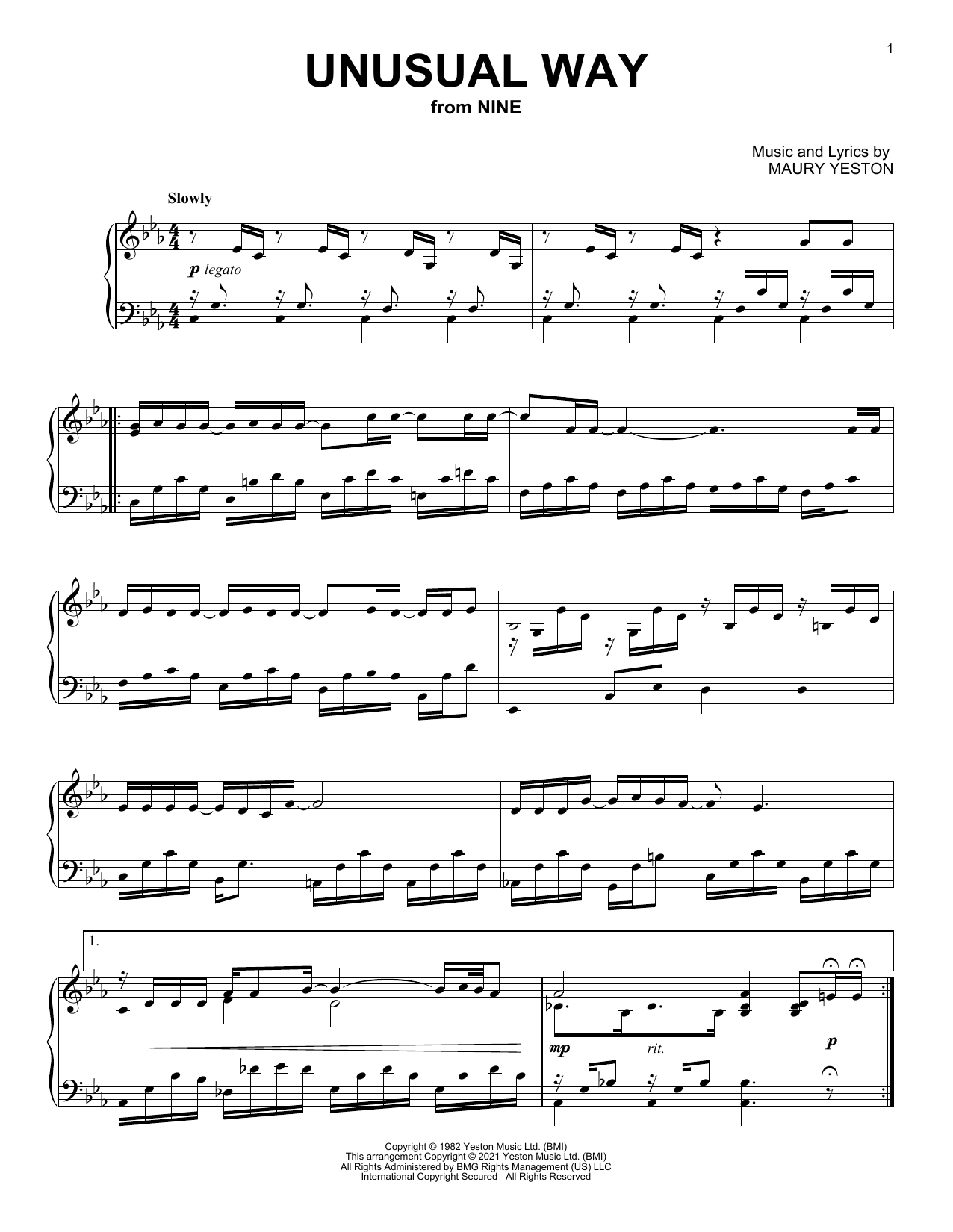 Unusual Way (from Nine) (Piano Solo) von Maury Yeston