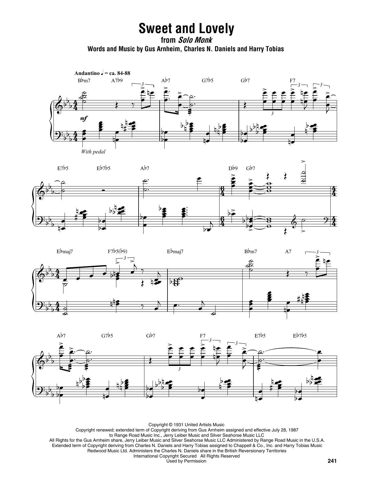 Sweet And Lovely (Piano Transcription) von Thelonious Monk