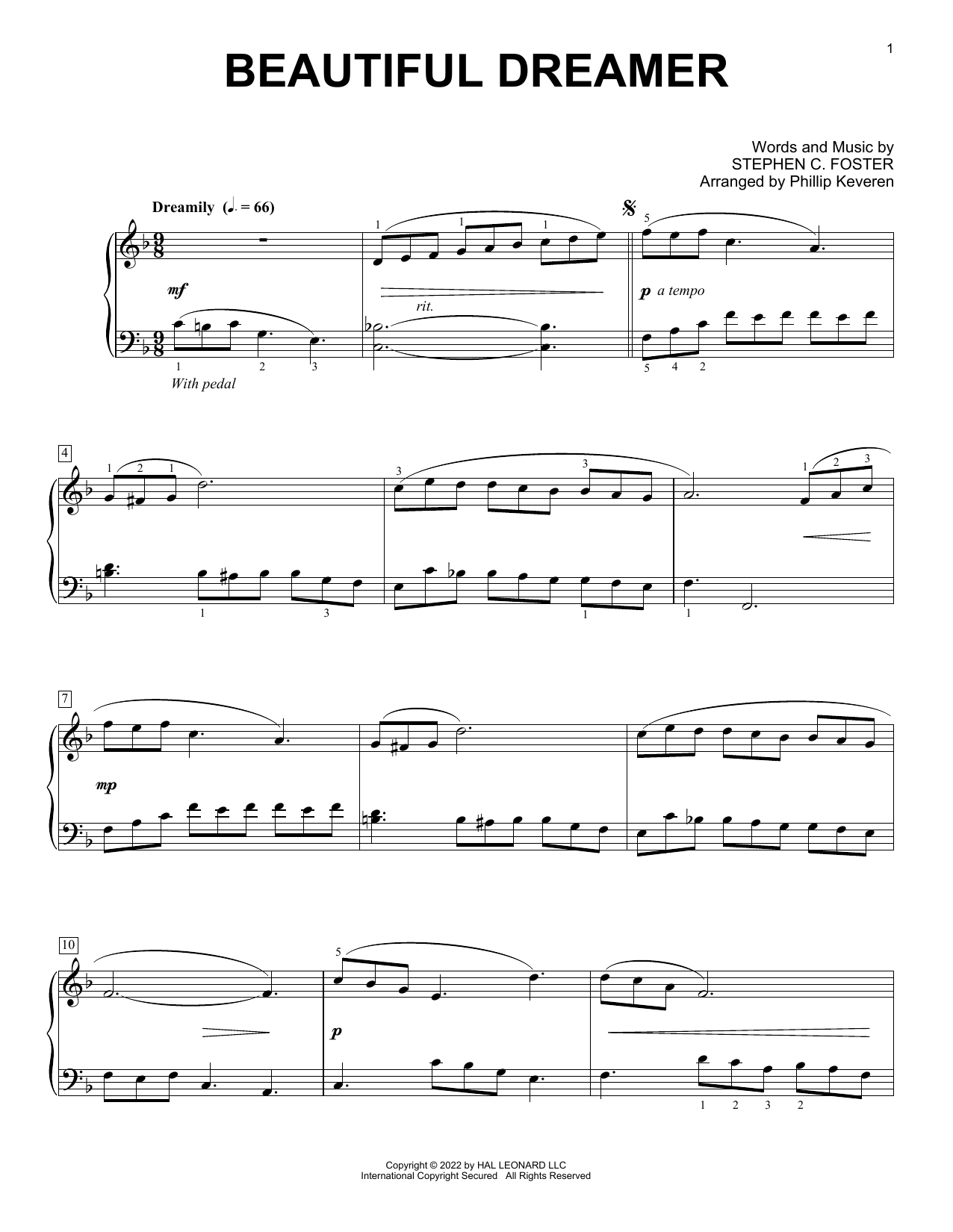 Beautiful Dreamer (arr. Phillip Keveren) (Piano Solo) von Stephen C. Foster