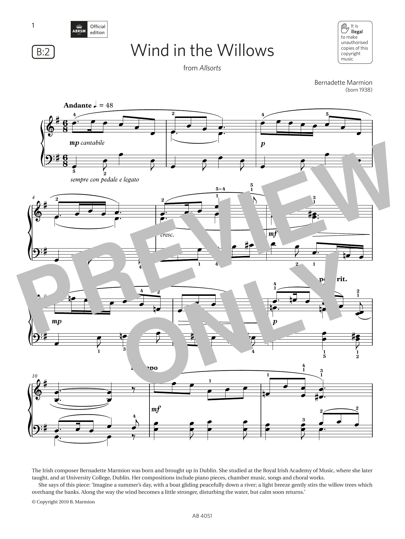 Wind in the Willows (Grade 5, list B2, from the ABRSM Piano Syllabus 2023 & 2024) (Piano Solo) von Bernadette Marmion