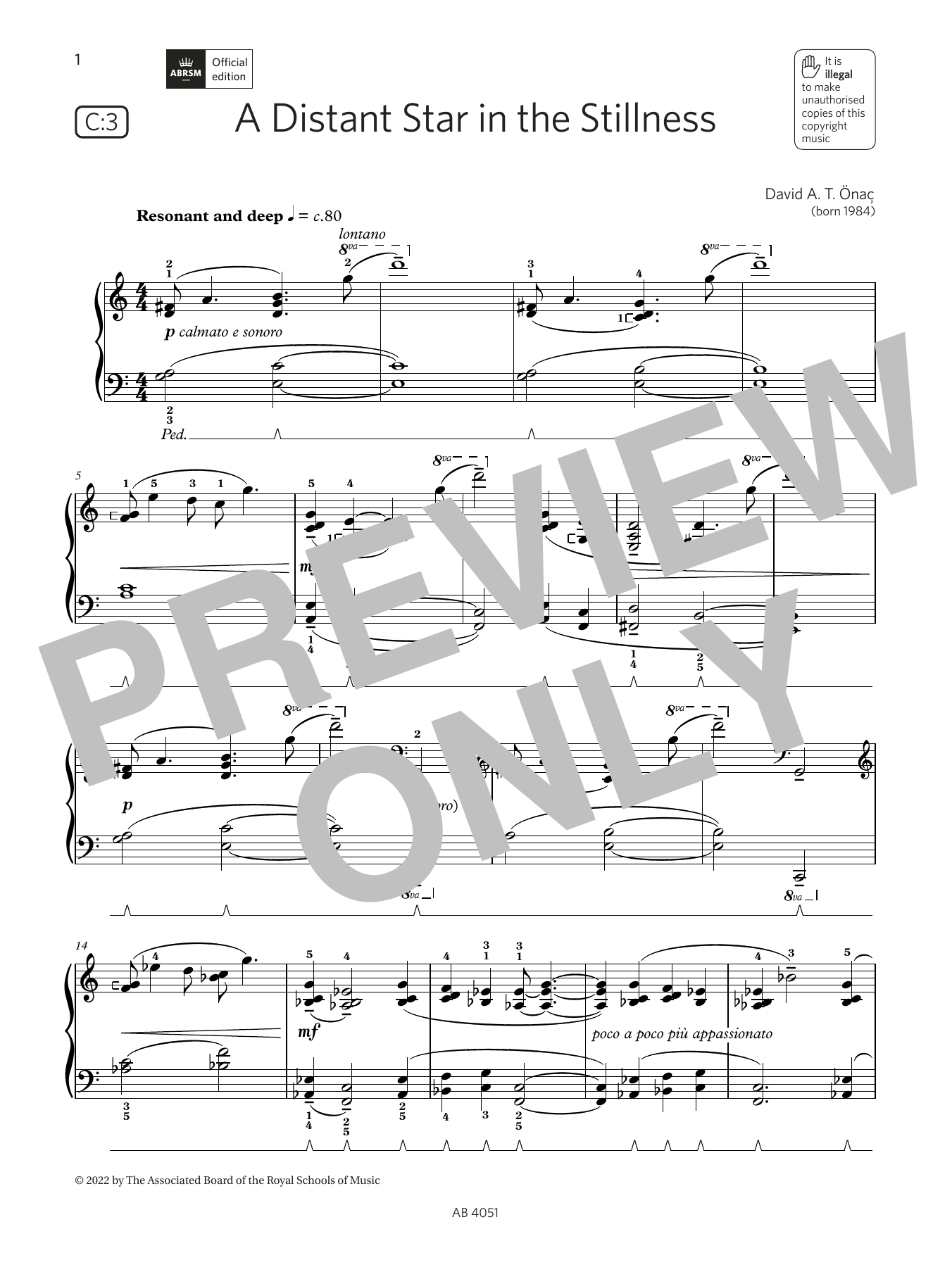 A Distant Star in the Stillness (Grade 5, list C3, from the ABRSM Piano Syllabus 2023 & 2024) (Piano Solo) von David A T na