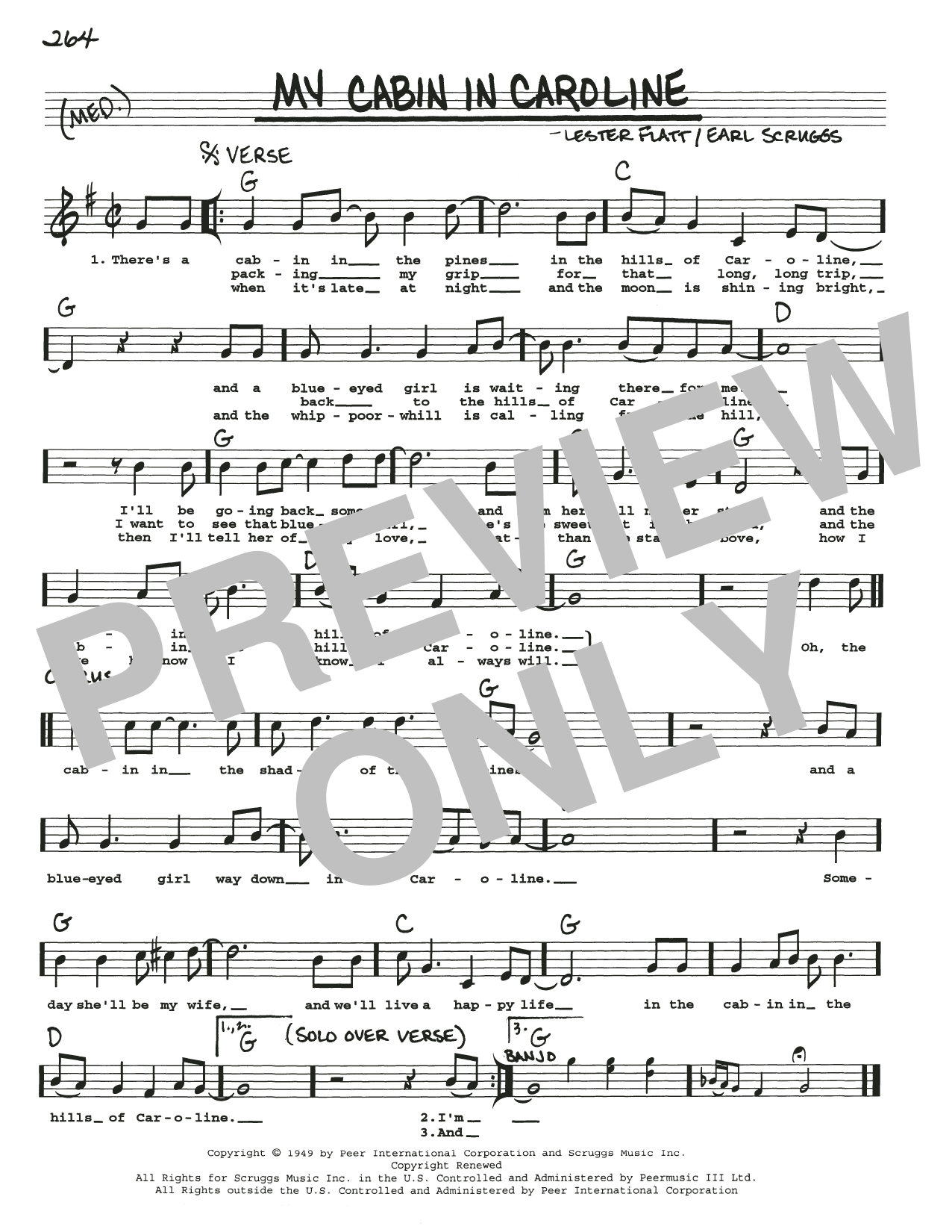 My Cabin In Caroline (Real Book  Melody, Lyrics & Chords) von Flatt & Scruggs